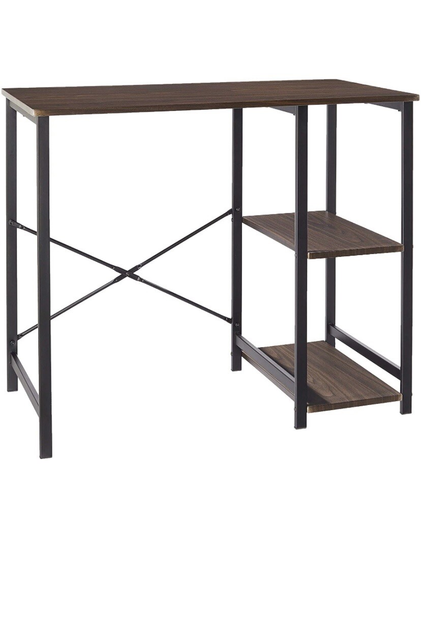 Classic Home Office Computer Desk With Shelves -29.5 x 19.6 x 35.5 Inches, Black
