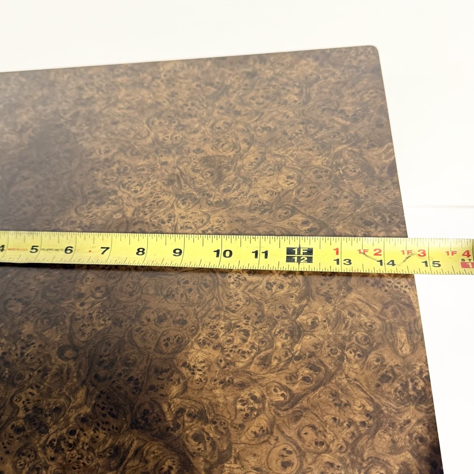 Vintage MCM Burl Wood Nesting Tables Mid Century Modern Laminate Square Set Of 2