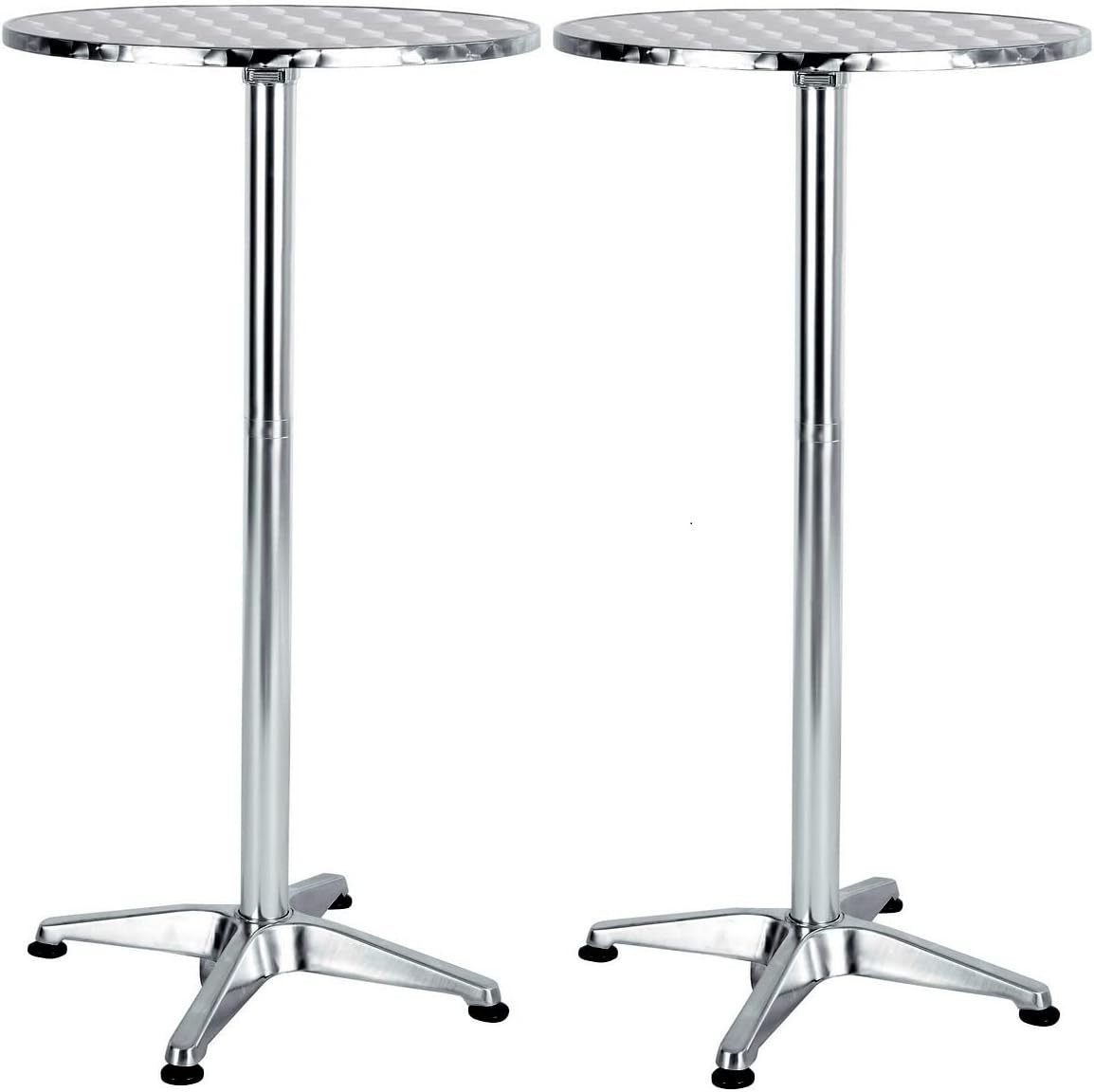 Set of 2 Aluminum Indoor Outdoor 23.75″ Round Restaurant Bar Height 44″ Table