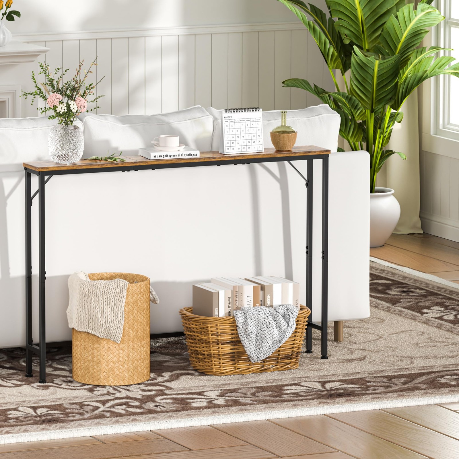 47.2″ Console Table, Narrow Entryway Table, Skinny Sofa Table, Behind CouchTa…