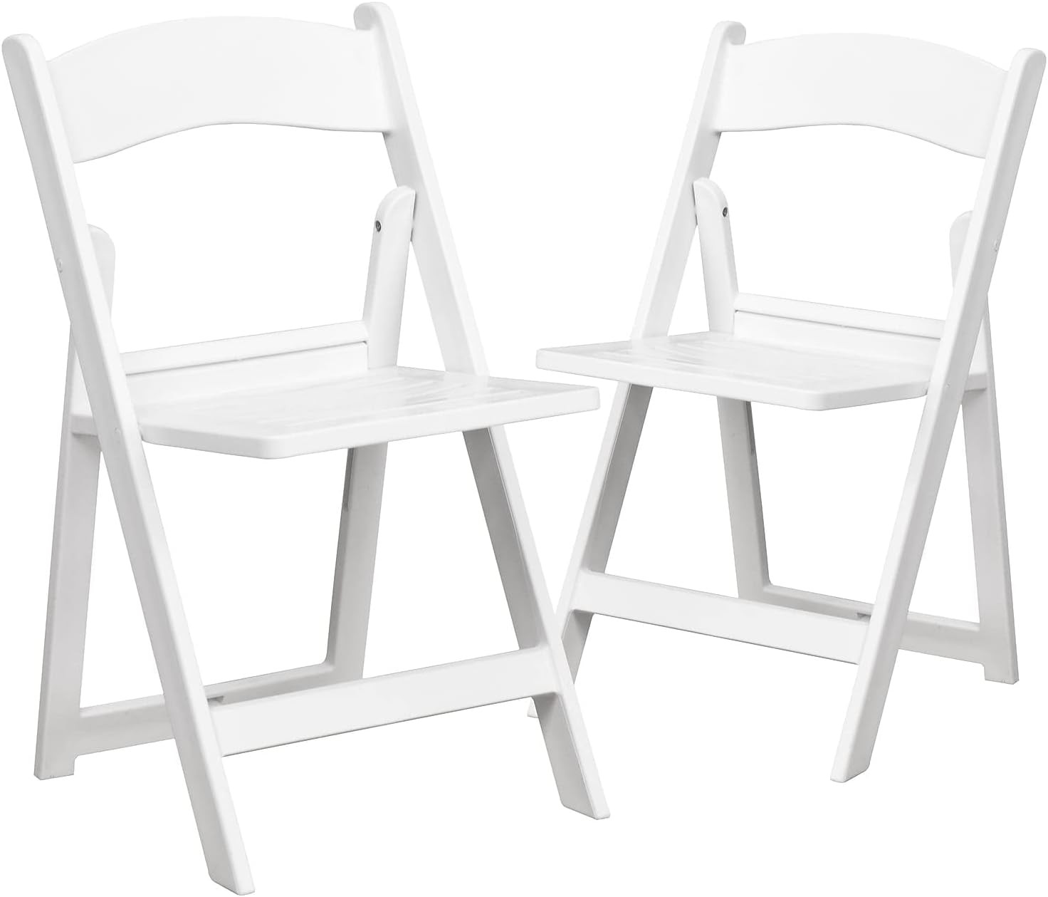 2 Pack HERCULES Series 800 Lb. Capacity White Resin Folding Chair with Slatted S