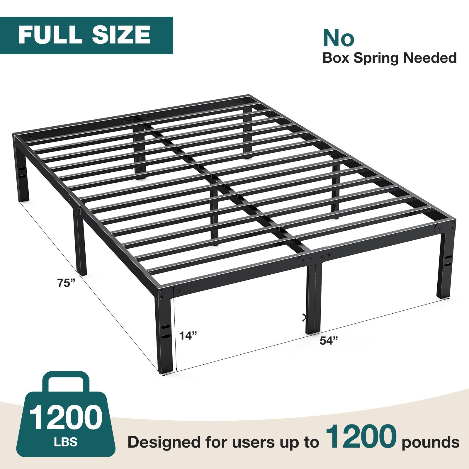 Metal Queen King Full Size Bed Frame Bedroom Sturdy Steel Slat Support Bedstead