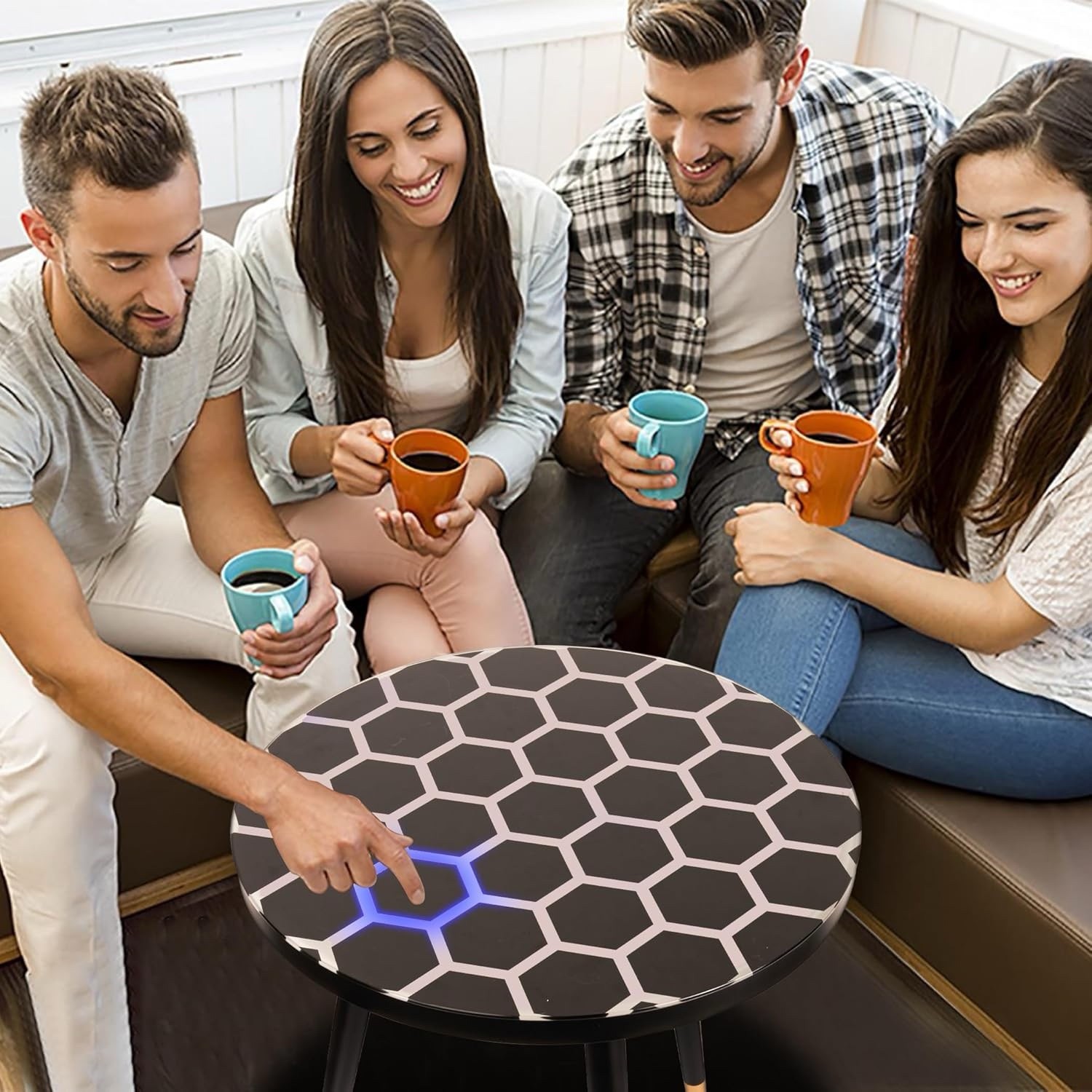 LED Coffee Table for Living Room, Mancave, Gaming Room Light Up Touch Top Blue