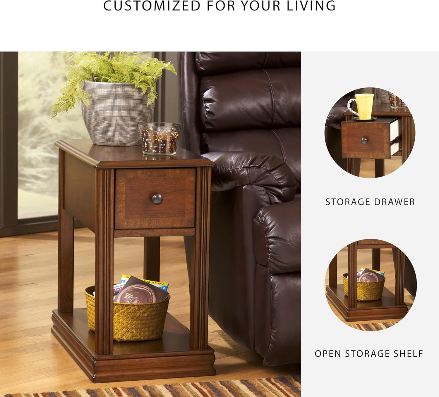 Breegin Rustic Wooden Side Table – Elegant Brown End Table for Any Room