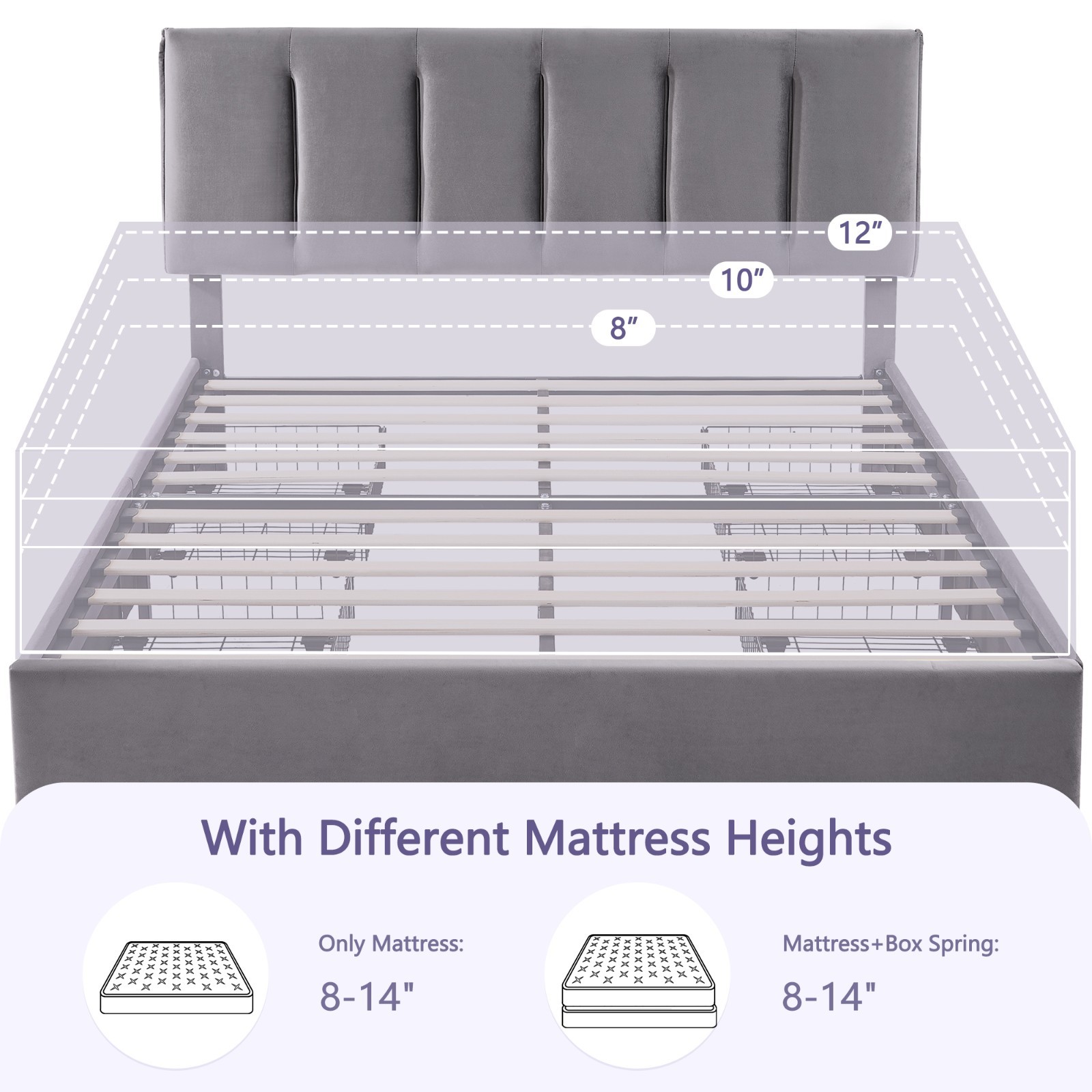 VECELO Twin Full Queen Bed Frame Platform with Upholstered Headboard Wooden Slat