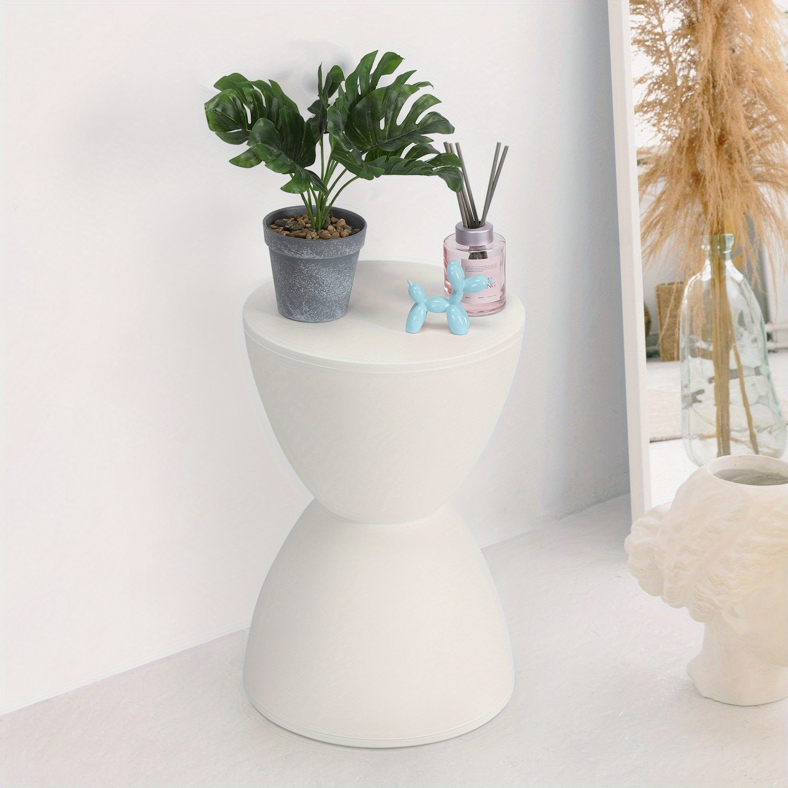 Modern Hourglass Shaped Stool Round Stool Garden Stool Side Table Plant Table