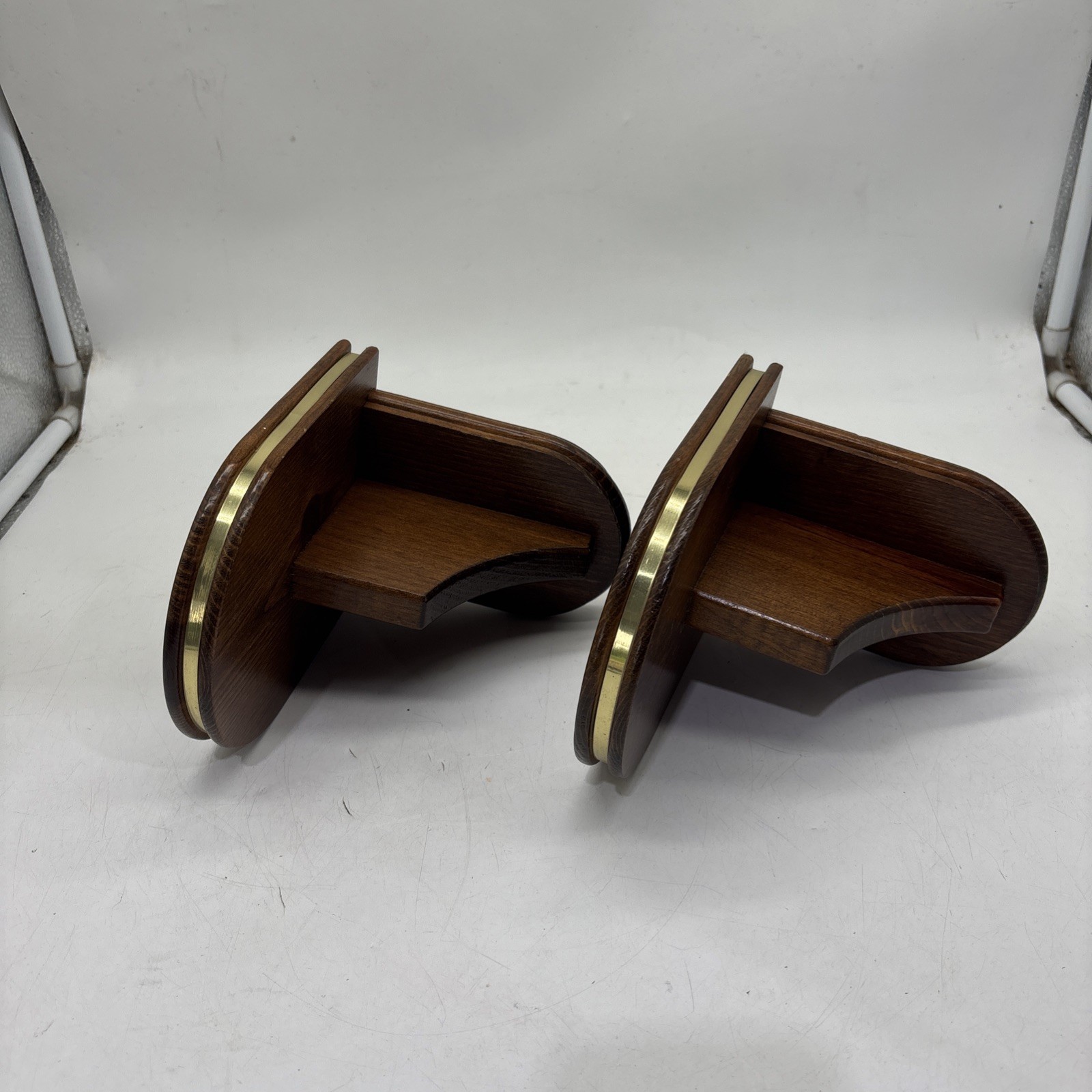 Solid Wood Shelves Pair W Metal Trim 1980’s Country Core 6x5x6.25”