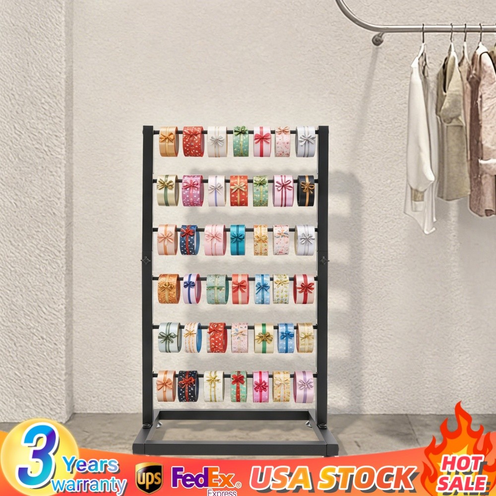 6-tier Ribbon Storage Rack Metal Ribbon Spool Holder For Craft Room Floor Mount