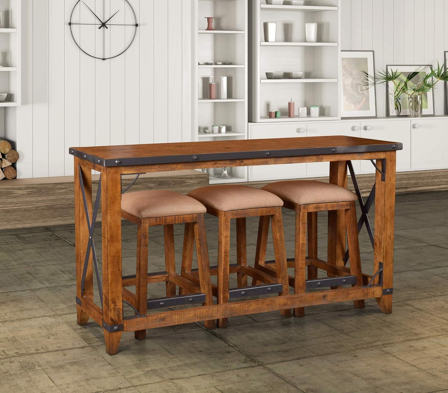 Rustic Natural Oak Counter Height Table for Chic Dining Spaces