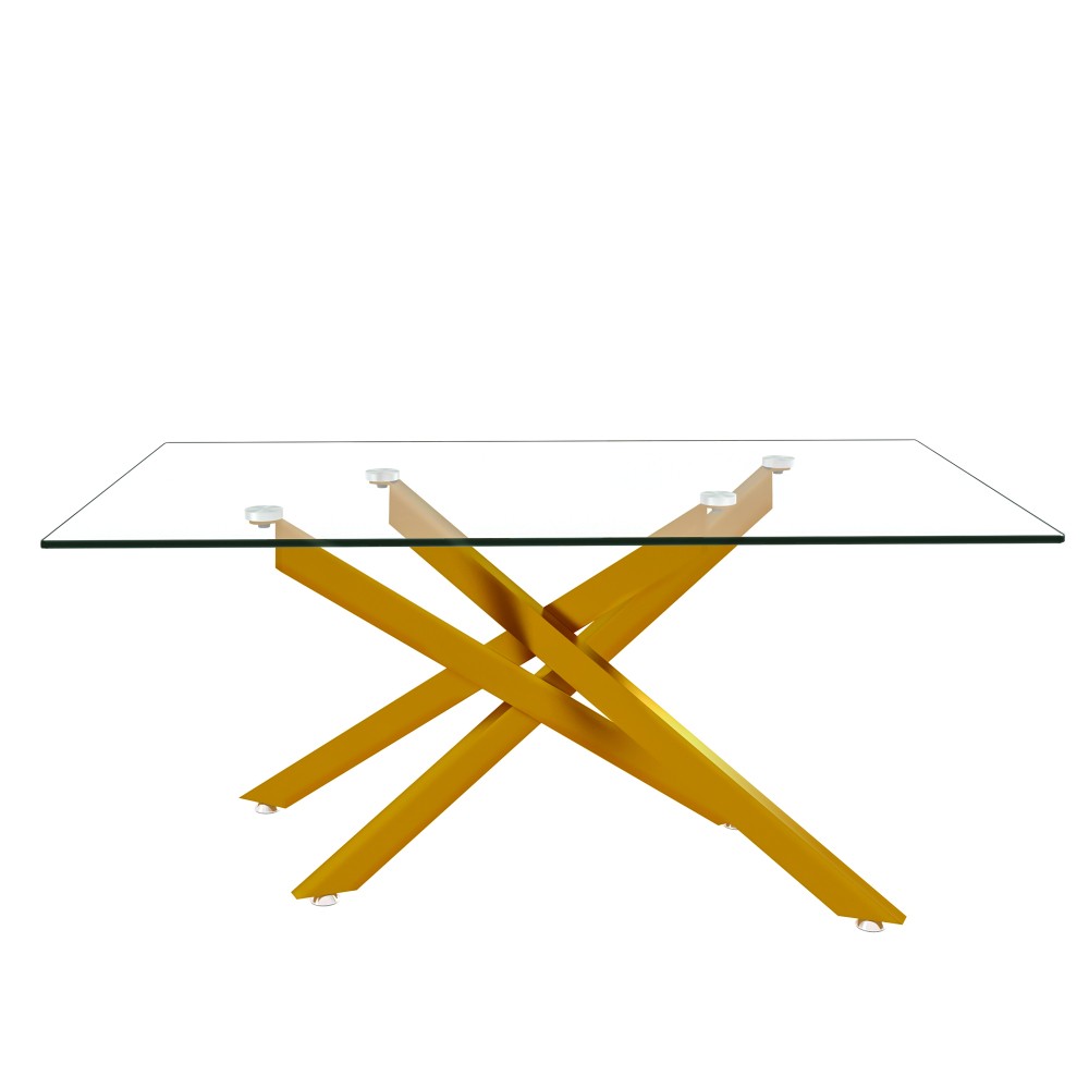 39.37″ Rectangular Clear Tempered Glass Coffee Table,Stylish Design