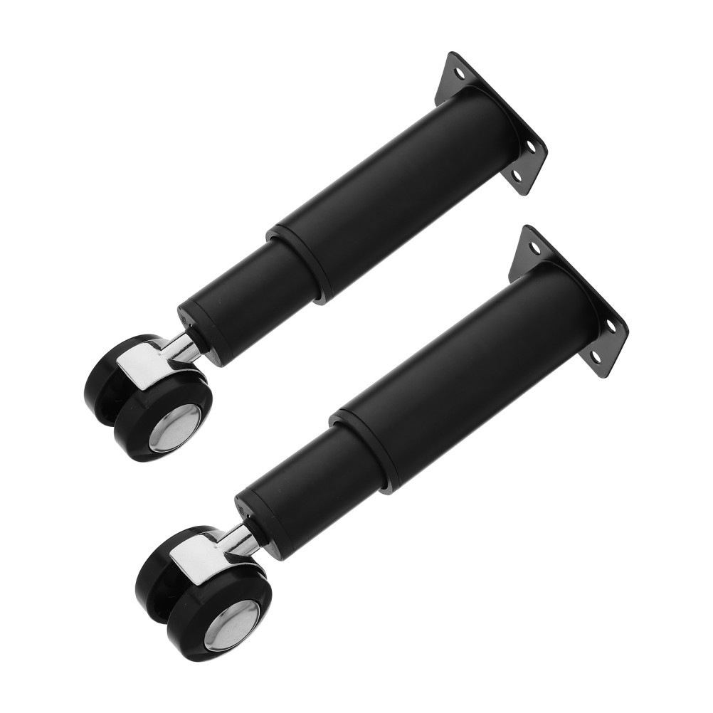 2Pcs Black Metal Furniture Legs Adjustable with Locking Casters for Cabinets