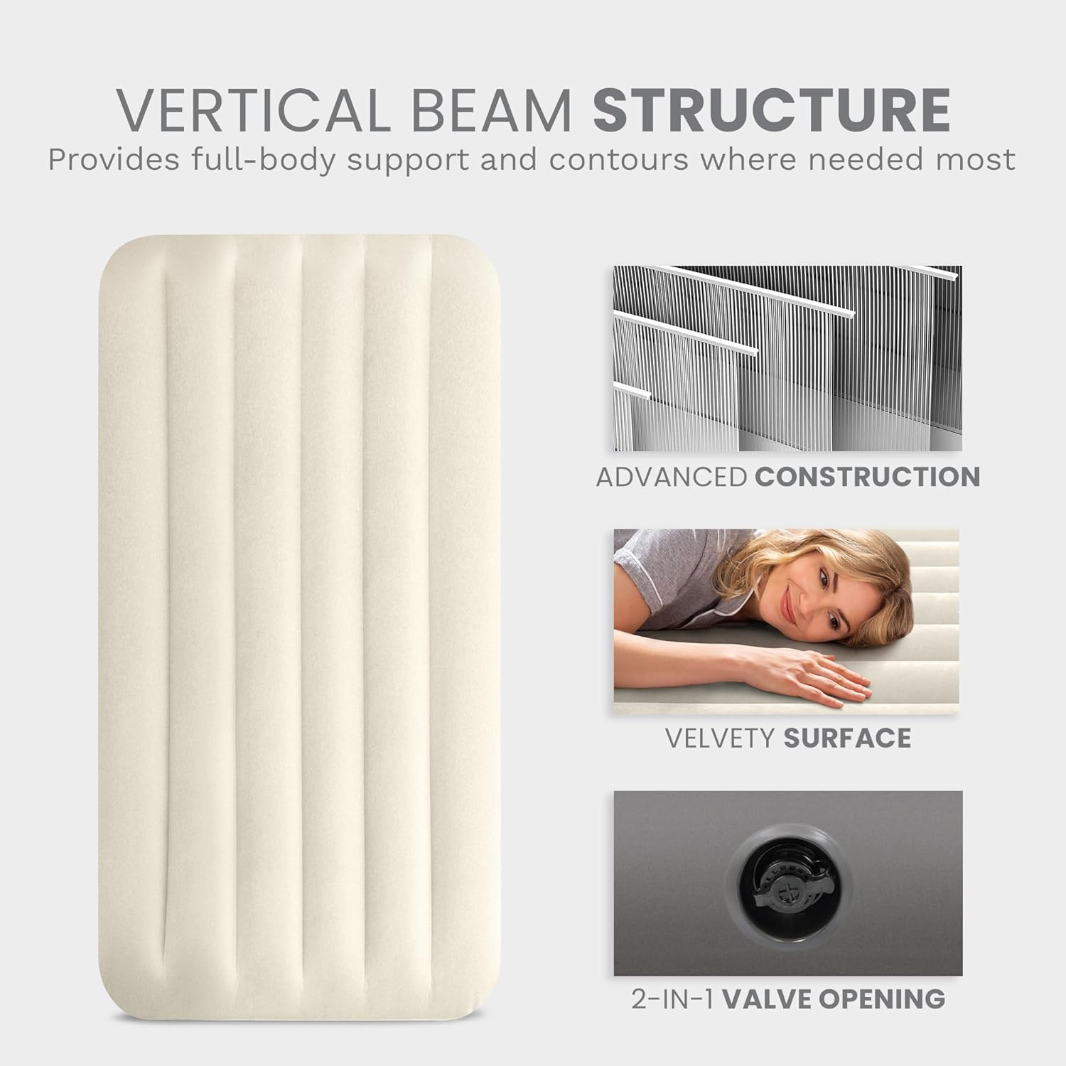 INTEX 64101E Dura-Beam Standard Single-High Air Mattress: Fiber-Tech – Twin Size