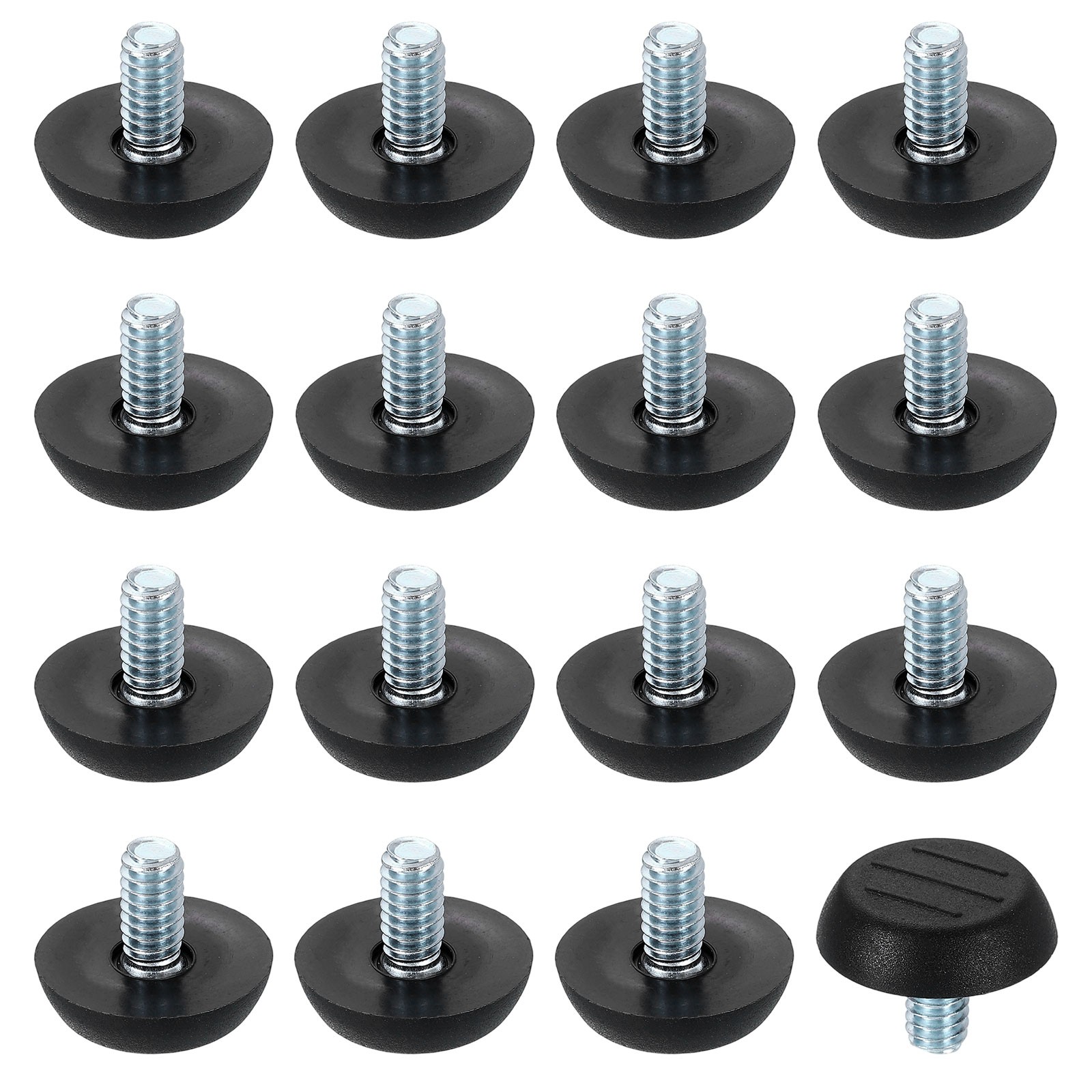 16Pcs 1/4 Thread Furniture Feet Levelers 23×12 Adjustable Leveling Screw Black
