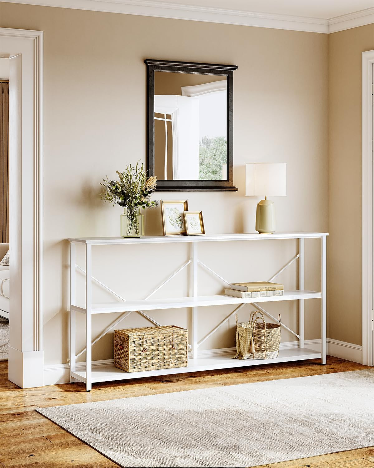 Modern 70.9″ Extra Long Console Table with Metal Frame for Living Room