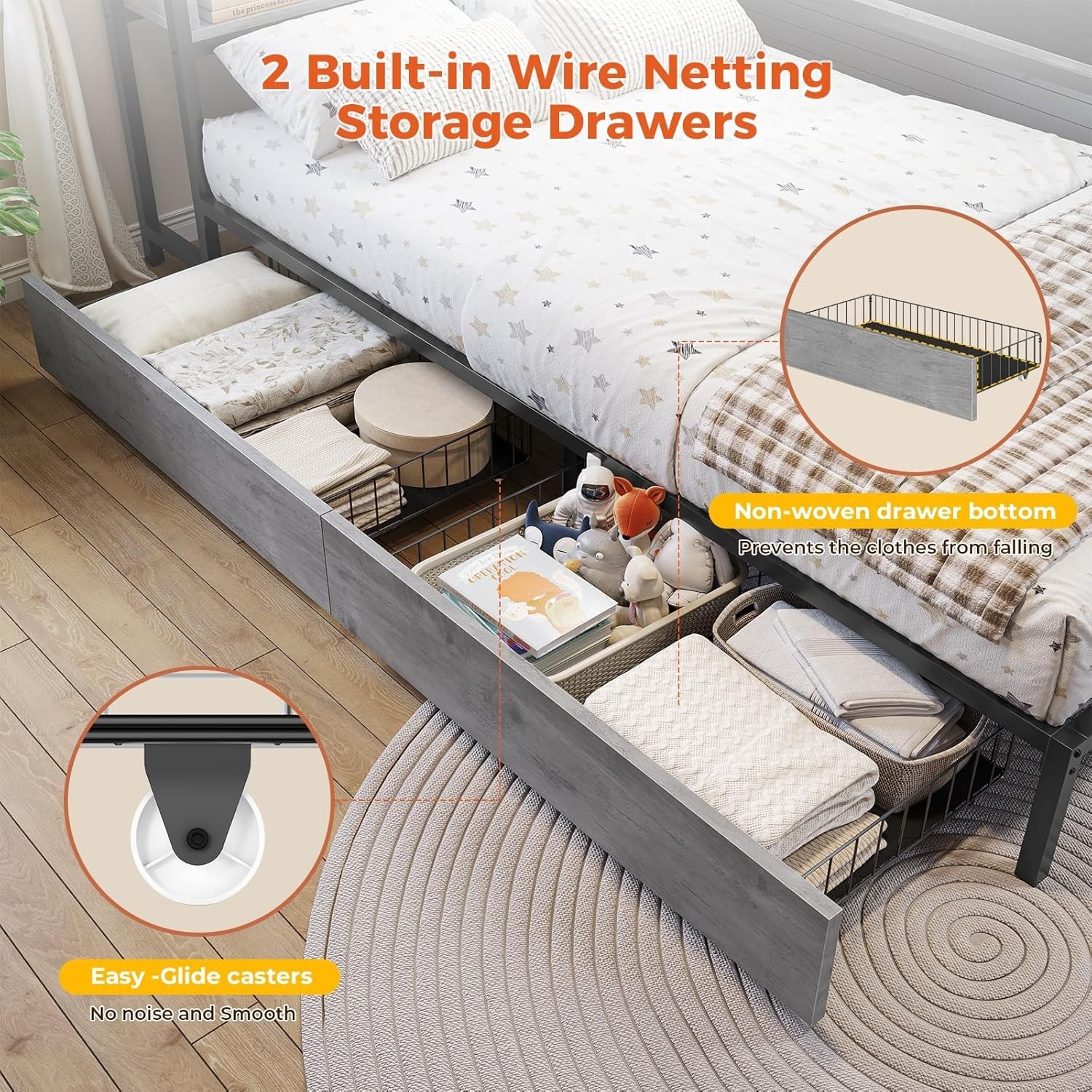 Full Daybed Corner Bed Frame with Charging Station,Led Lights,Bookcase Storage