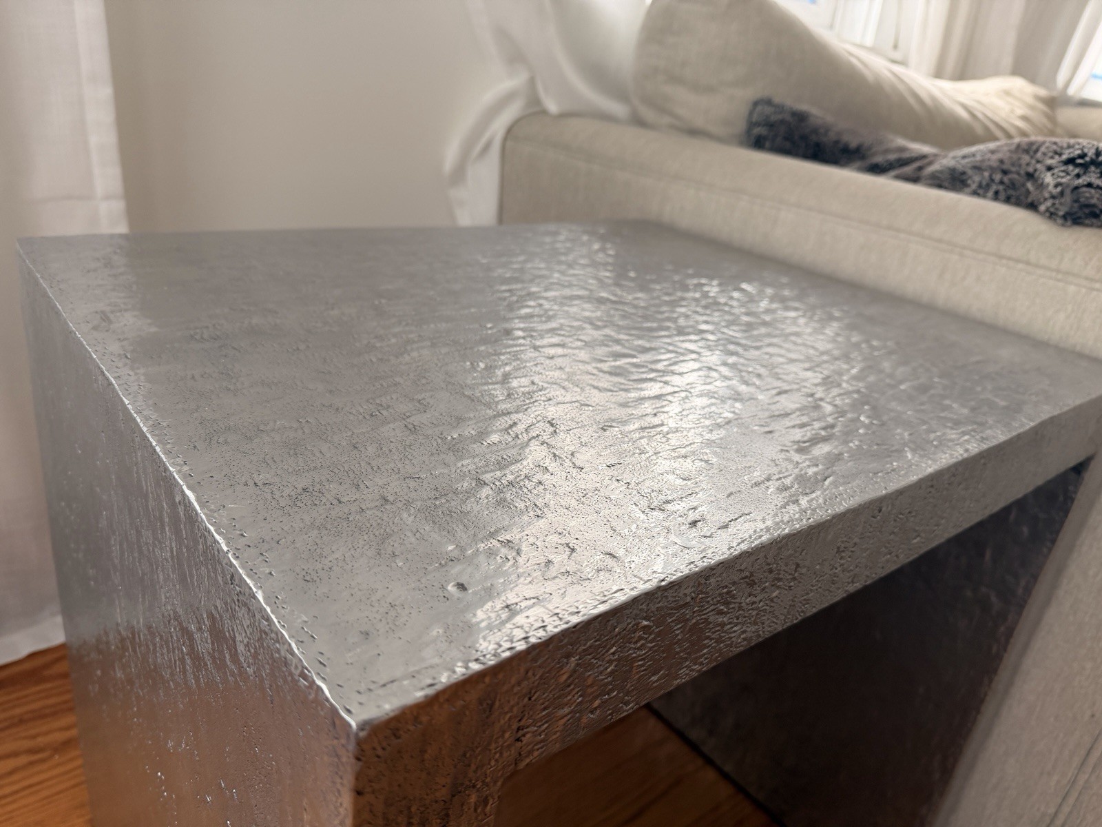 Michael Aram Side Table, Large – Textured, Polished Aluminum — Designer Piece