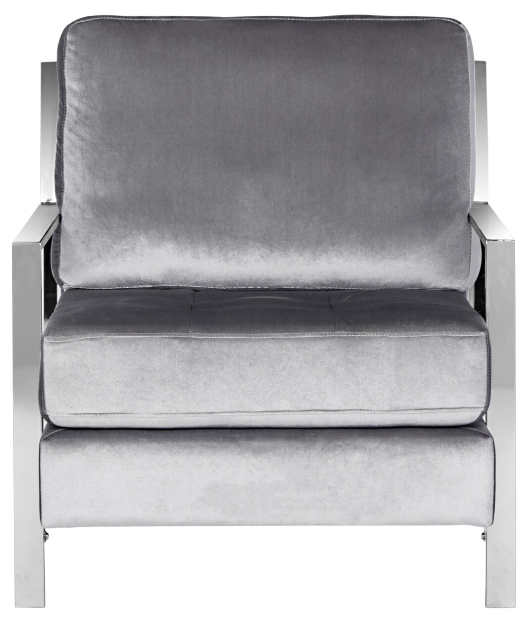 SAFAVIEH Walden Modern Tufted Velvet Chrome Accent Chair | Light Grey |