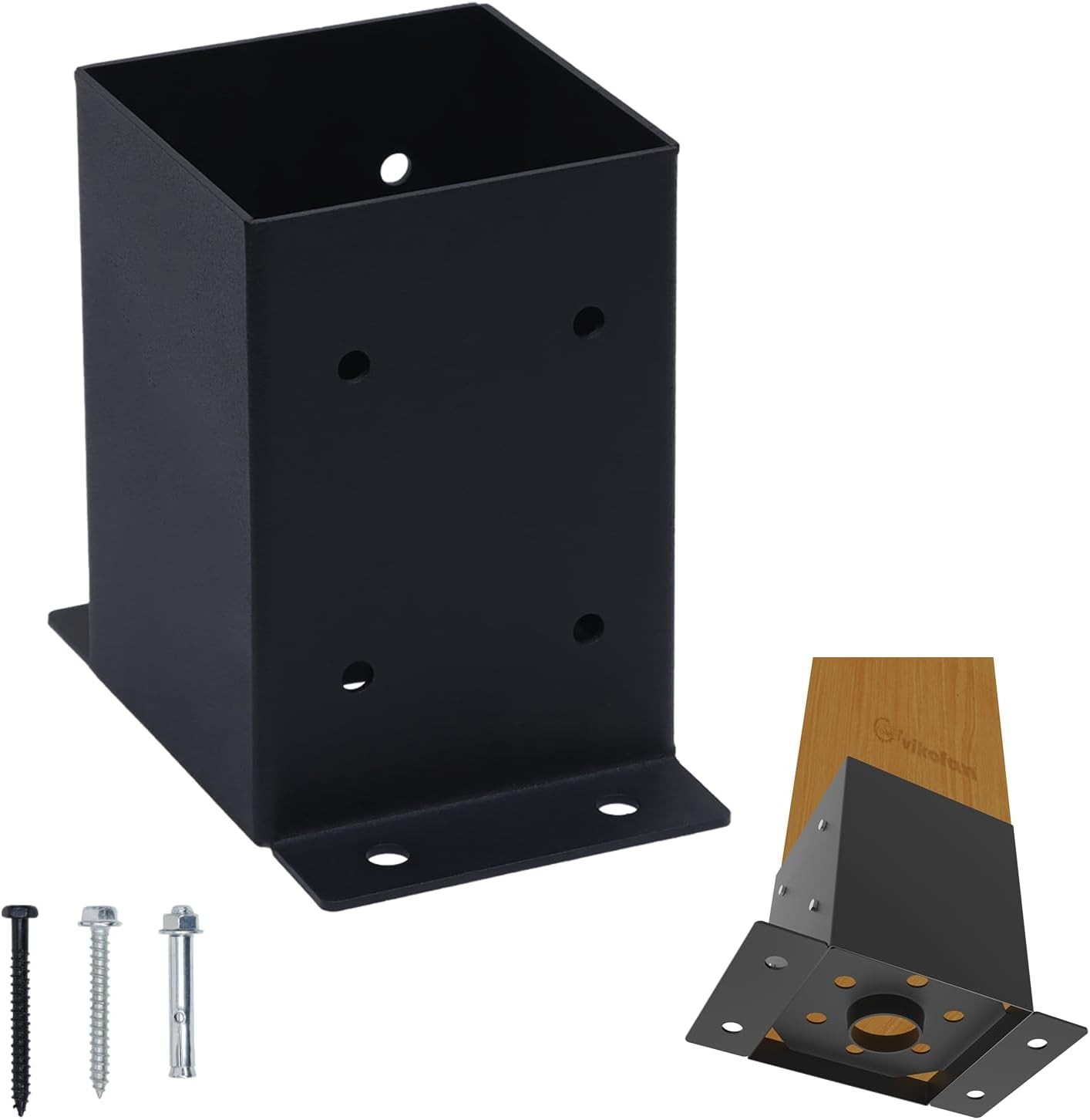 4×4 Edge-Mount Post Base Bracket 4-Pack 2-Side Flange Wall-Flush Deck Black