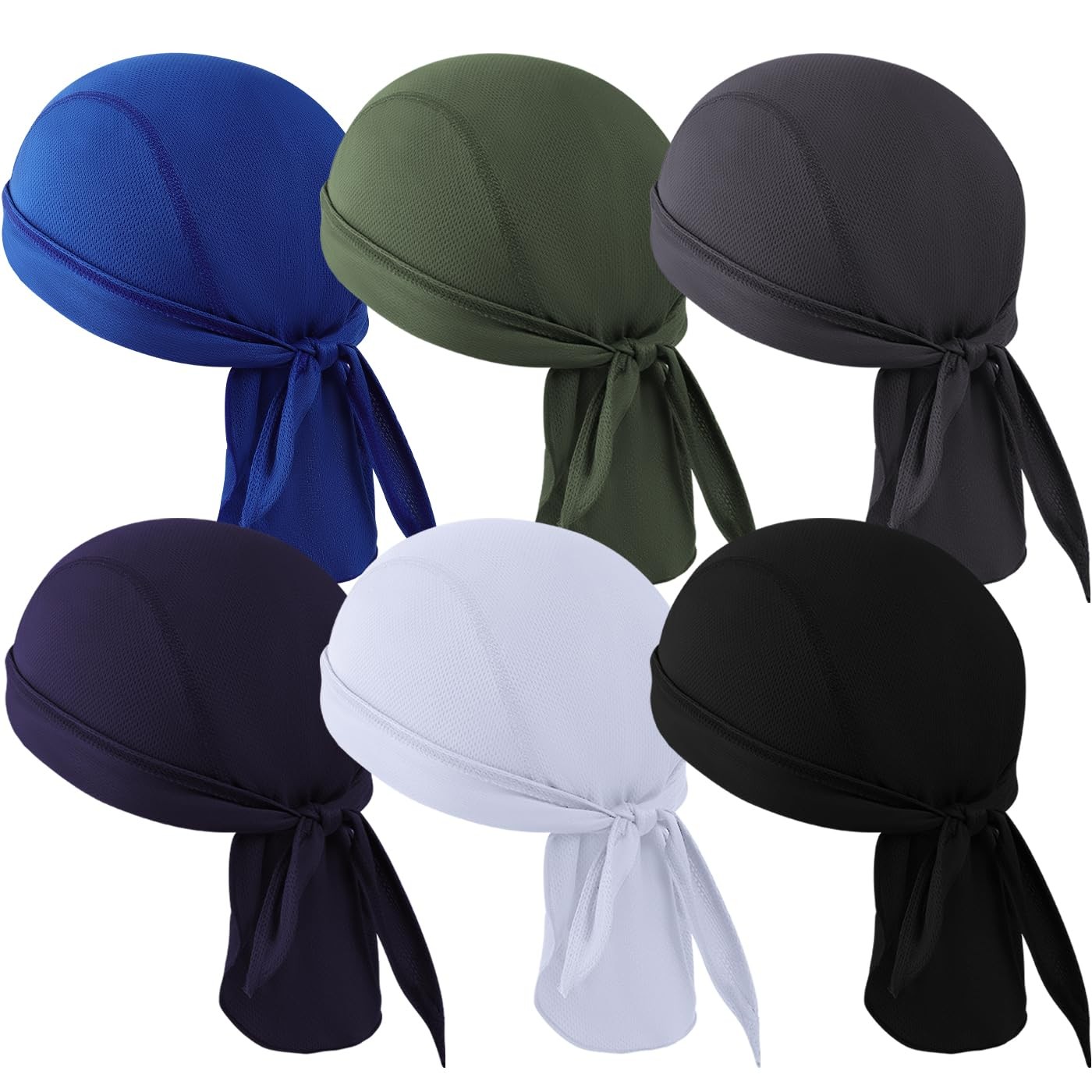 6 Pieces Sweat Wicking Head Wrap Helmet Liner Skull Cap Breathable Dew Do Rag…