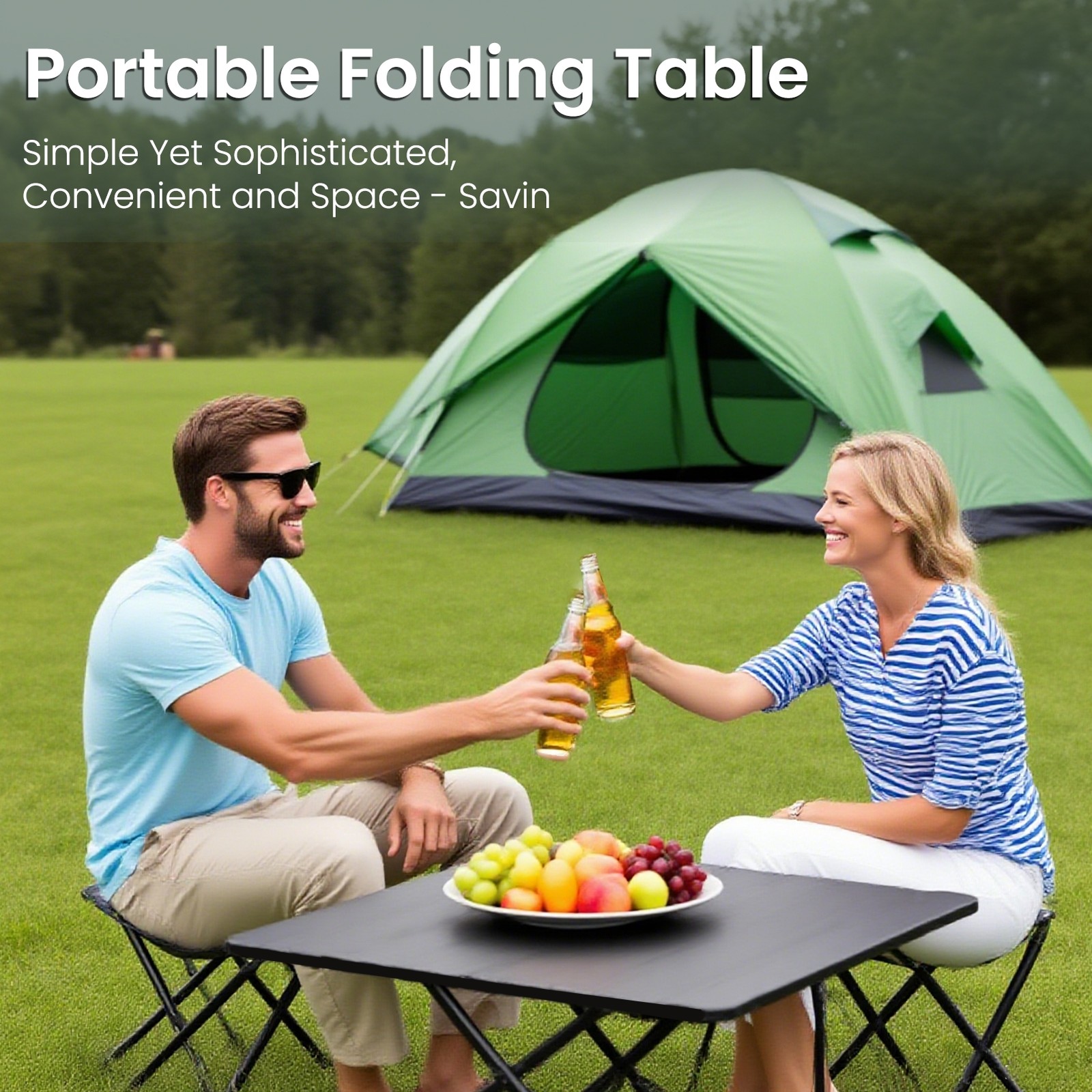 Indoor/Outdoor Folding Dining Table Square Seats 4 Office Study Computer Desk