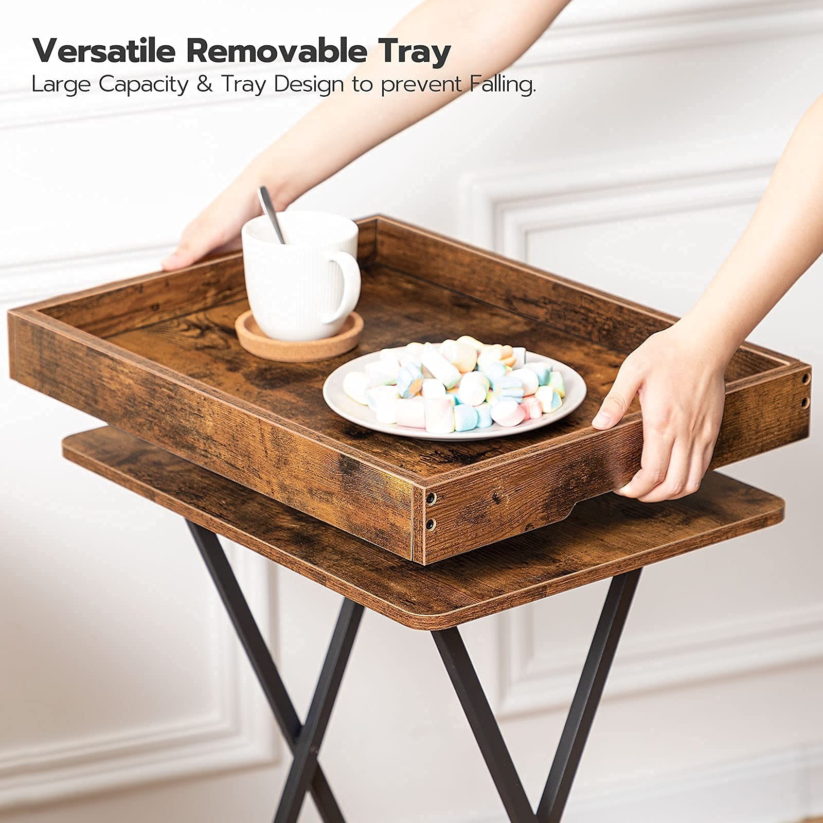 TV Tray Table Folding Table with Removable Serving Tray Stable TV Tray Snack
