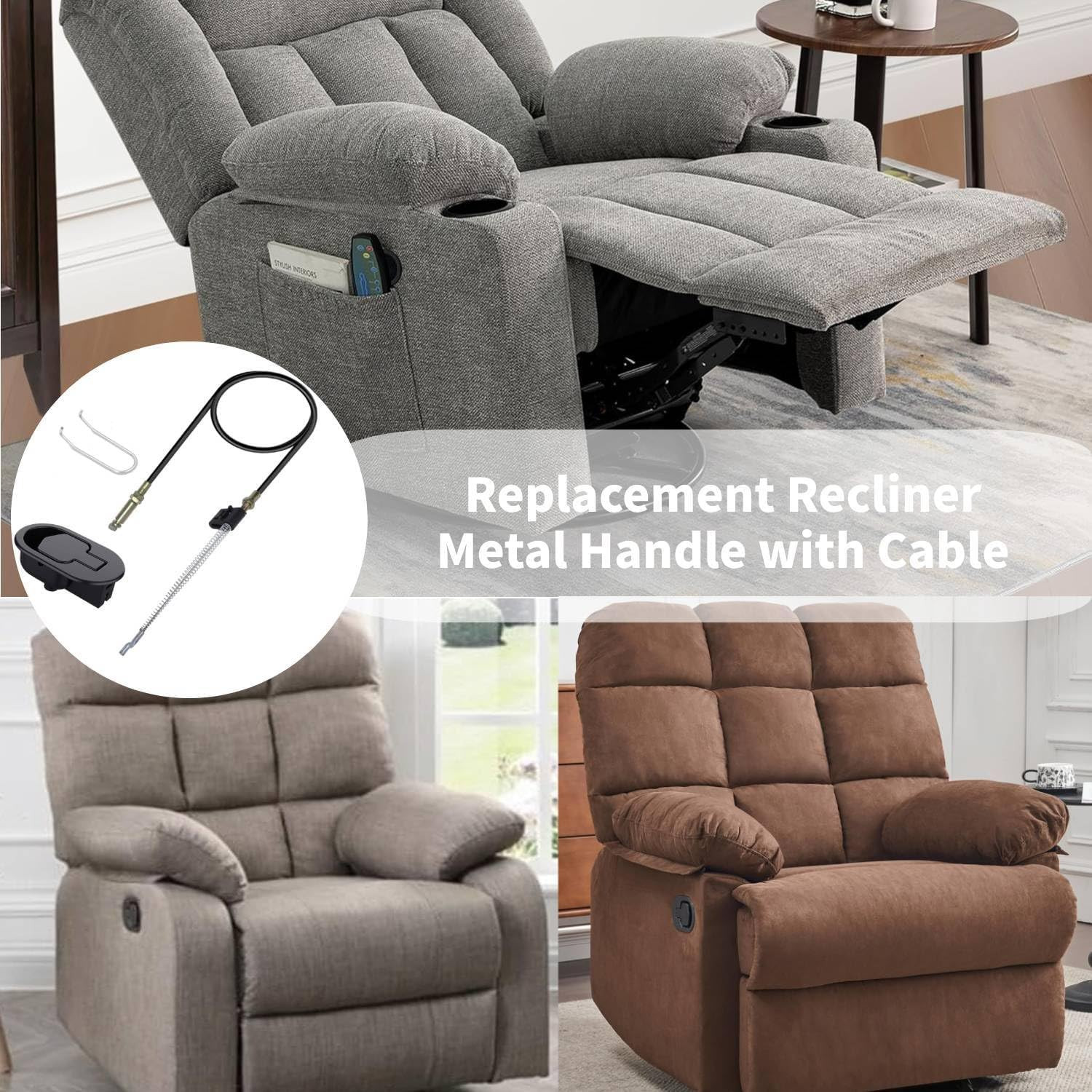 Universal Recliner Handle Replacement Parts Lever Cable Pull, Metal Couch Latch
