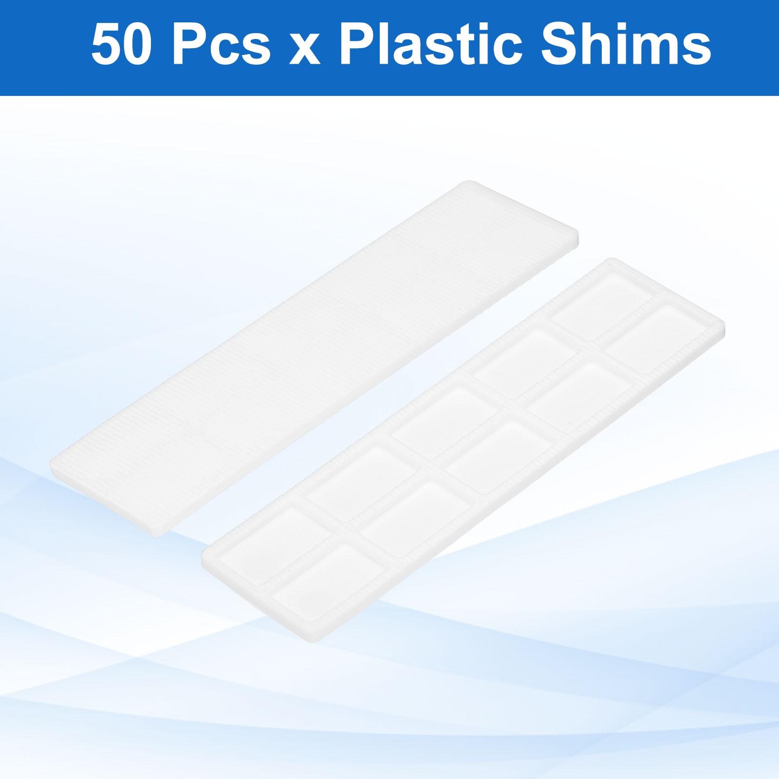 50 Pcs Plastic Flat Shims for Leveling, 3mm(1/8″) Structural Tile Shims, White