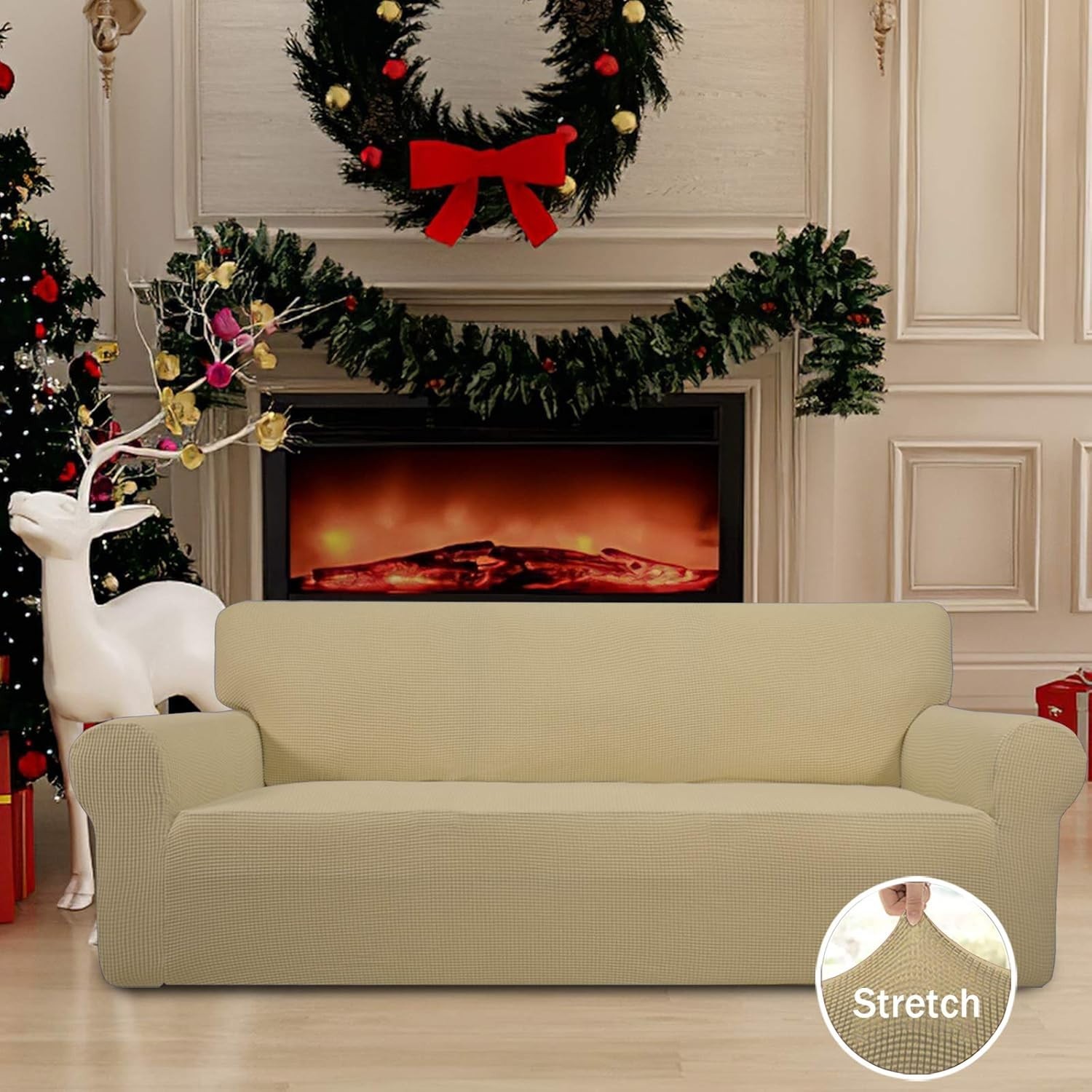 Stylish Stretch Sofa Protector Slipcover – Soft Jacquard Fabric, Easy Install