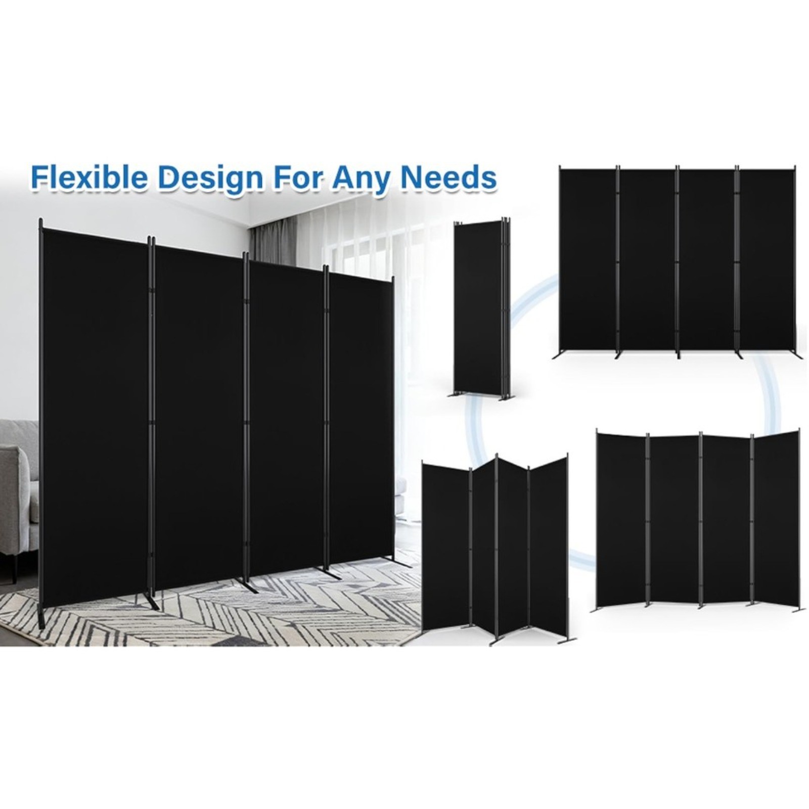 4 Panel Room Divider 6FT Home Wall Partition Screen Folding Divider Freestanding