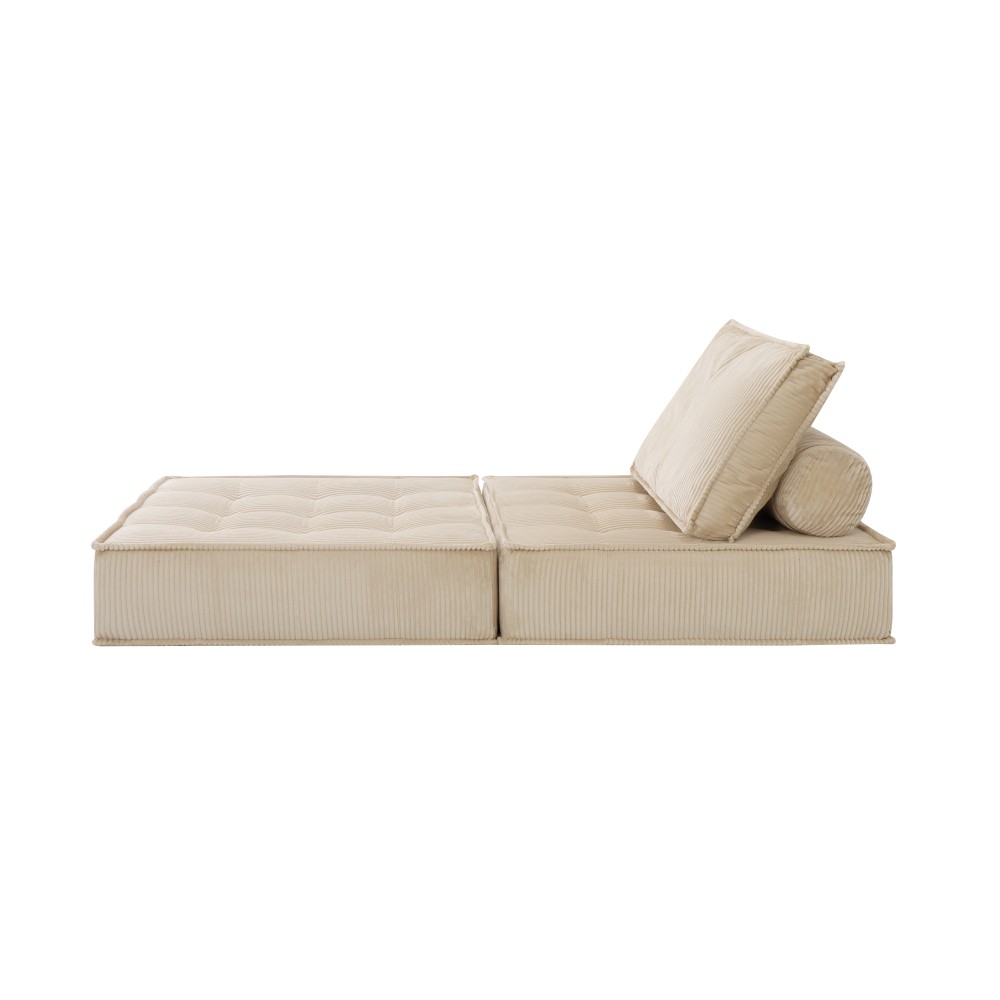 Modular Single Seater Sofa Camel Skin Friendly Fabric Foam Spring Padding