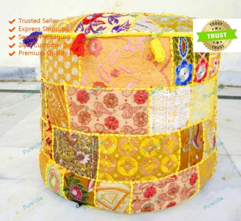 Assorted Patch Work Pouf Ottoman Pouffe Poof Floor Foot Stool Ethnic Decorative