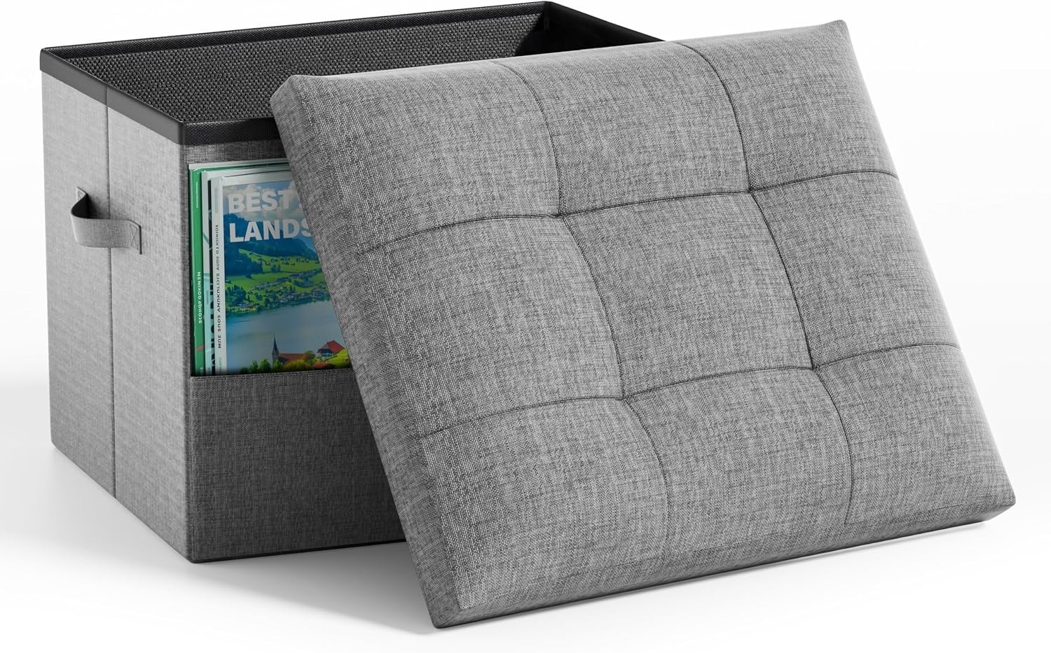 Storage Ottoman Foot Rest Stool, Holds Up to 350lbs, 43L, Foldable | Small Ot…
