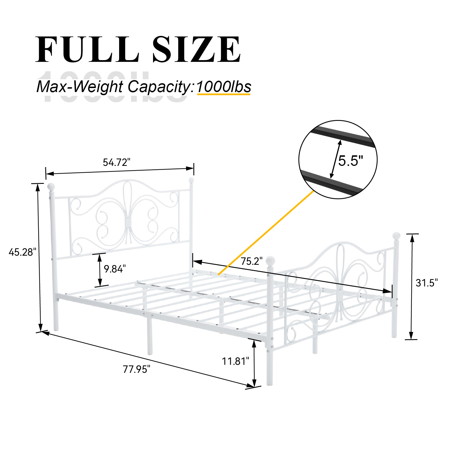 Twin/Full/Queen Size Metal Platform Bed Frame with Headboard,Underbed Storage
