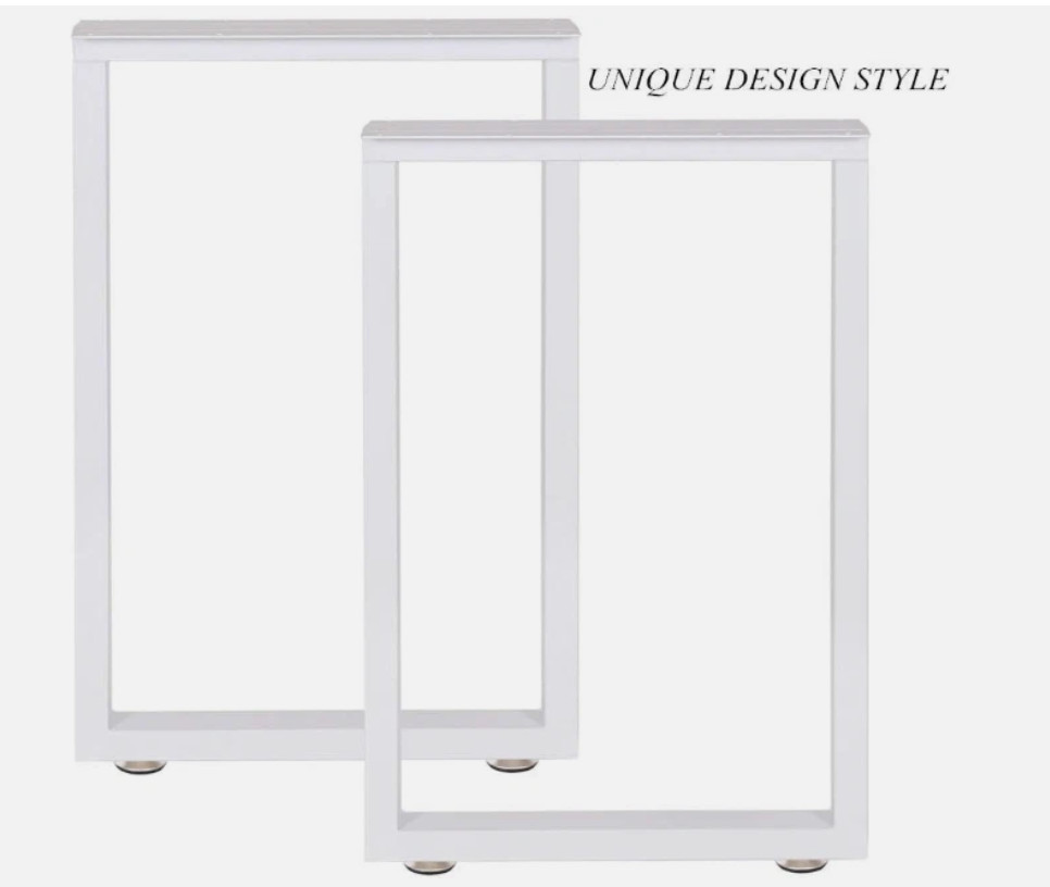 Dr Iron White Metal Table Legs 28″ Heavy Duty Square Tube Iron – 2 Legs