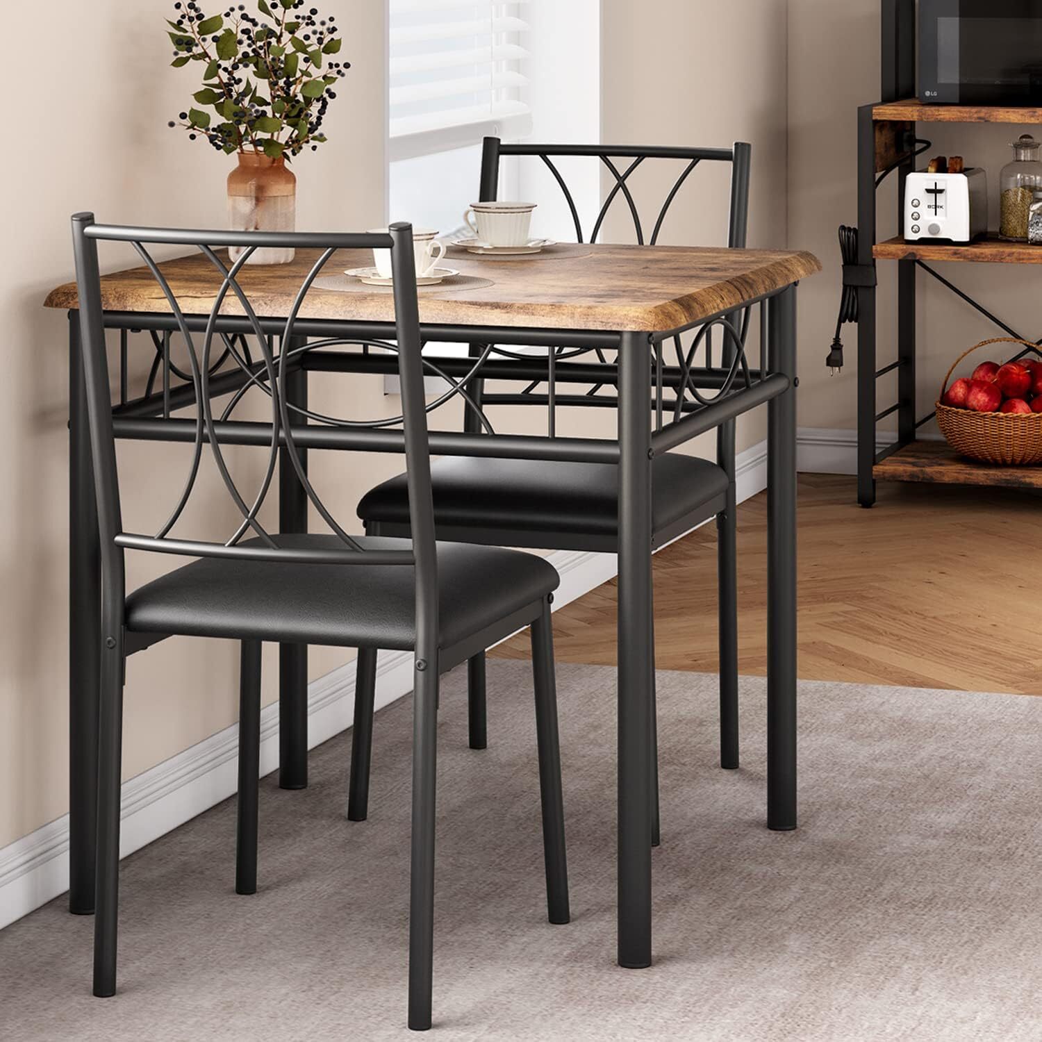 ☑️Dining Table Set for 2 Kitchen Table and Chairs for 2 Metal and Wood Chairs NE