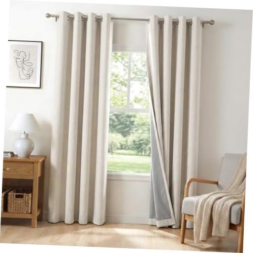 Faux Linen Blackout Curtains for Bedroom 50″W x 84″L (Pack of 2) Alba | Beige