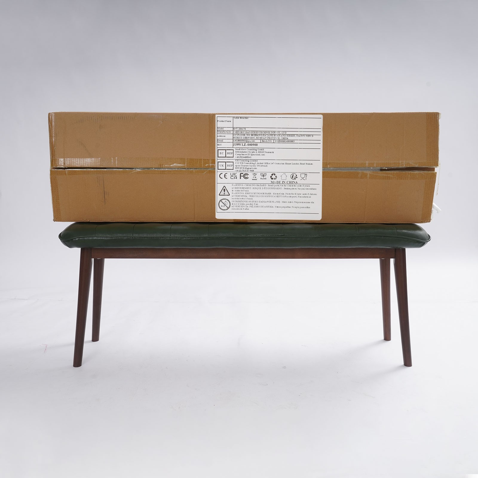 47.2 Inch Upholstered Entryway Wood Bench, Modern Shoe Bench Seat, Dark Green