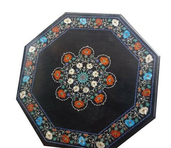 36″ Coffee black marble Table Top Inlay art Work Handicraft Home Decor
