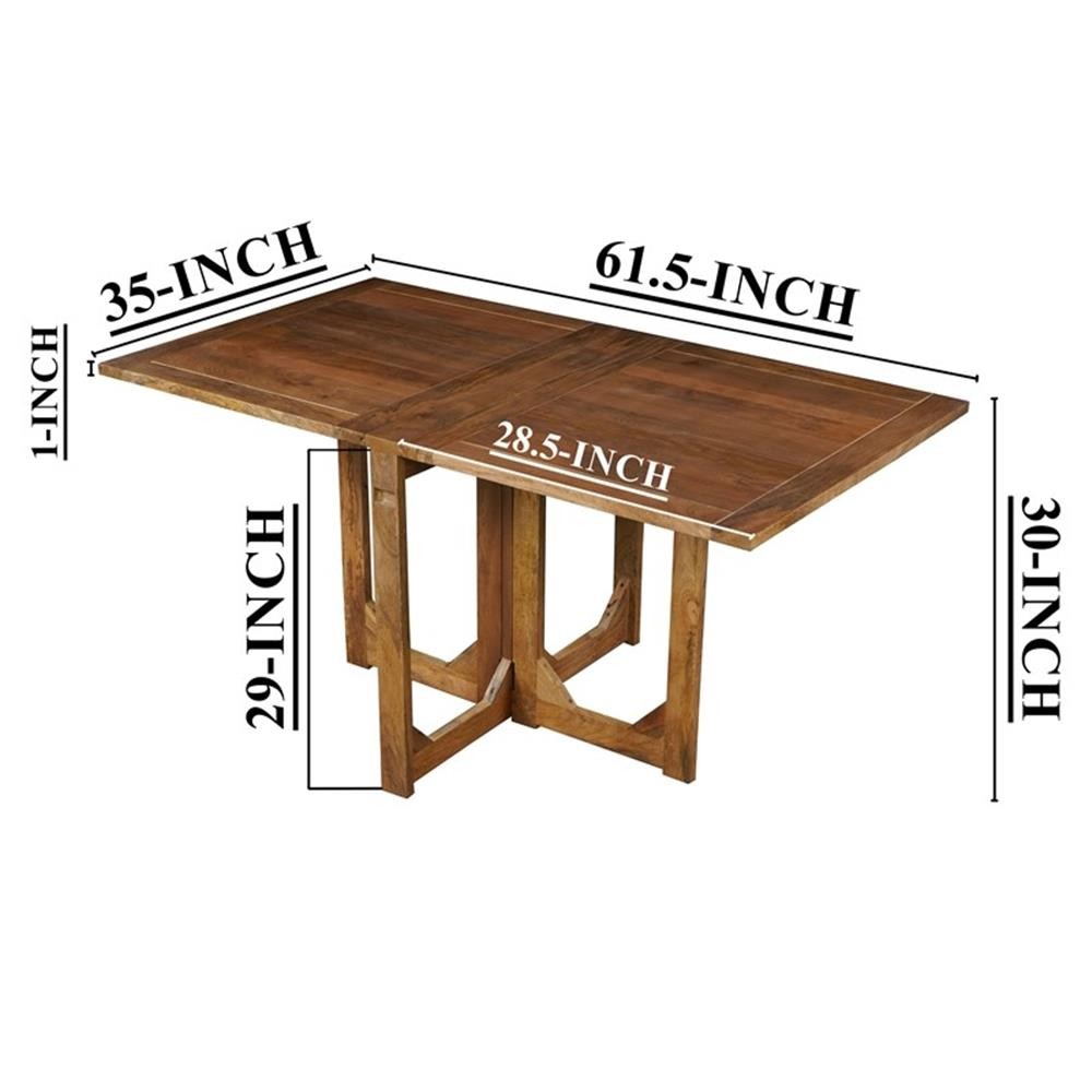 Pemberly Row 62″ Rectangular Mango Wood Dining Table with Folding Top in Brown