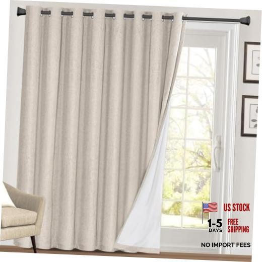 Blackout Curtains 84 Inches Long Faux Linen 100″W x 84″L (Pack of 1) Natural