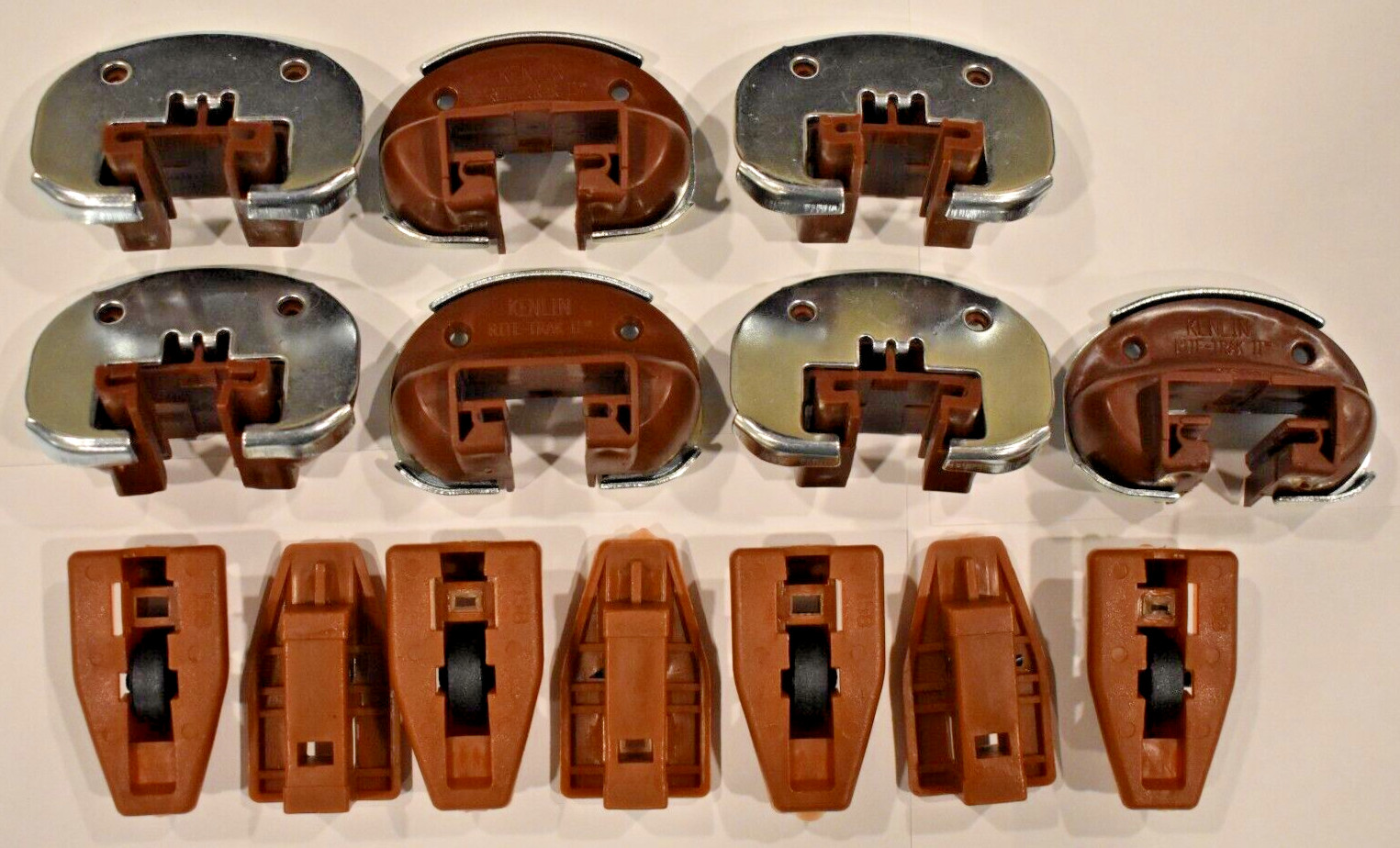 7x Kenlin Rite Trak II Drawer Guide Glide Stop Roller Metal & Screws, US Made!