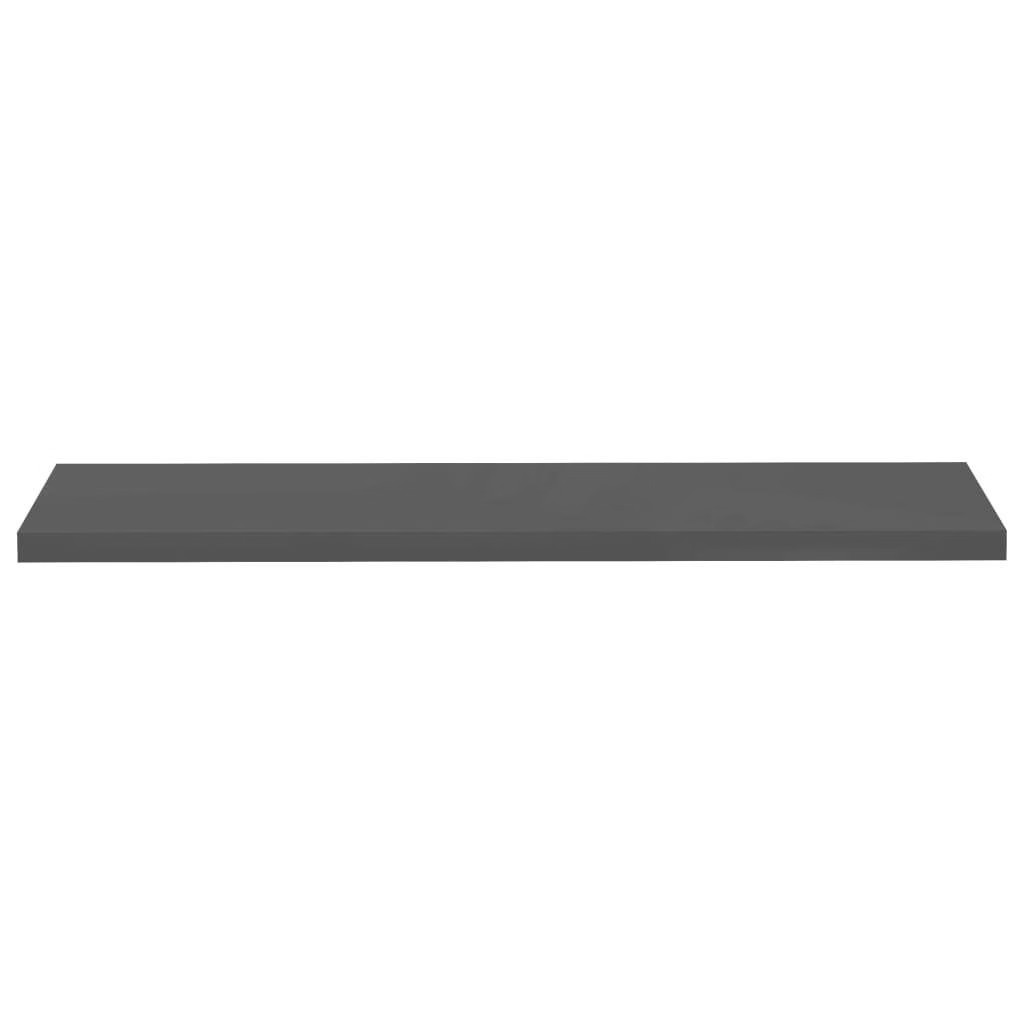 Floating Wall Shelves 2 pcs High Gloss Gray 47.2″x9.3″x1.5″ MDF