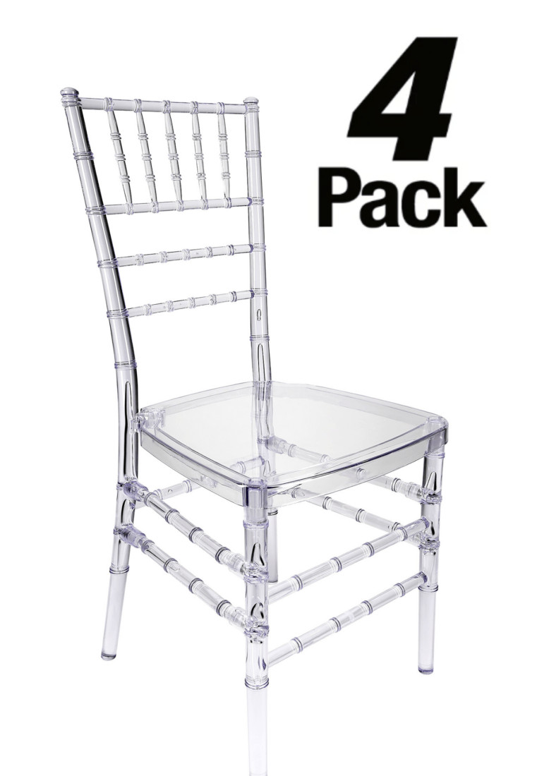 Clear Resin “Pro-Clear™” Unassembled Chiavari Chair, 4 Chair Bundle by Chivari