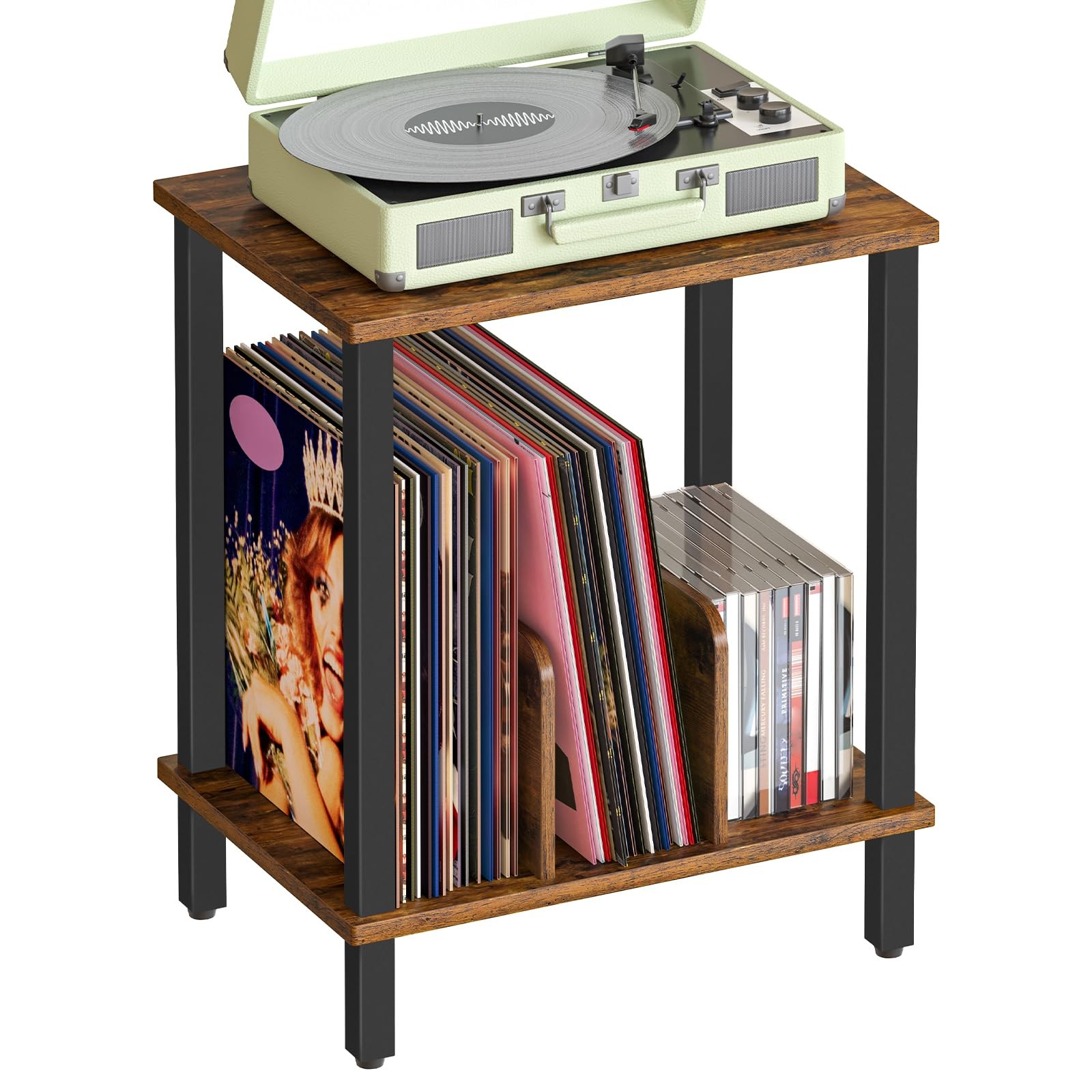 Small End Table, 2-Tier Record Player Stand Vinyl Record Turntable Stand with