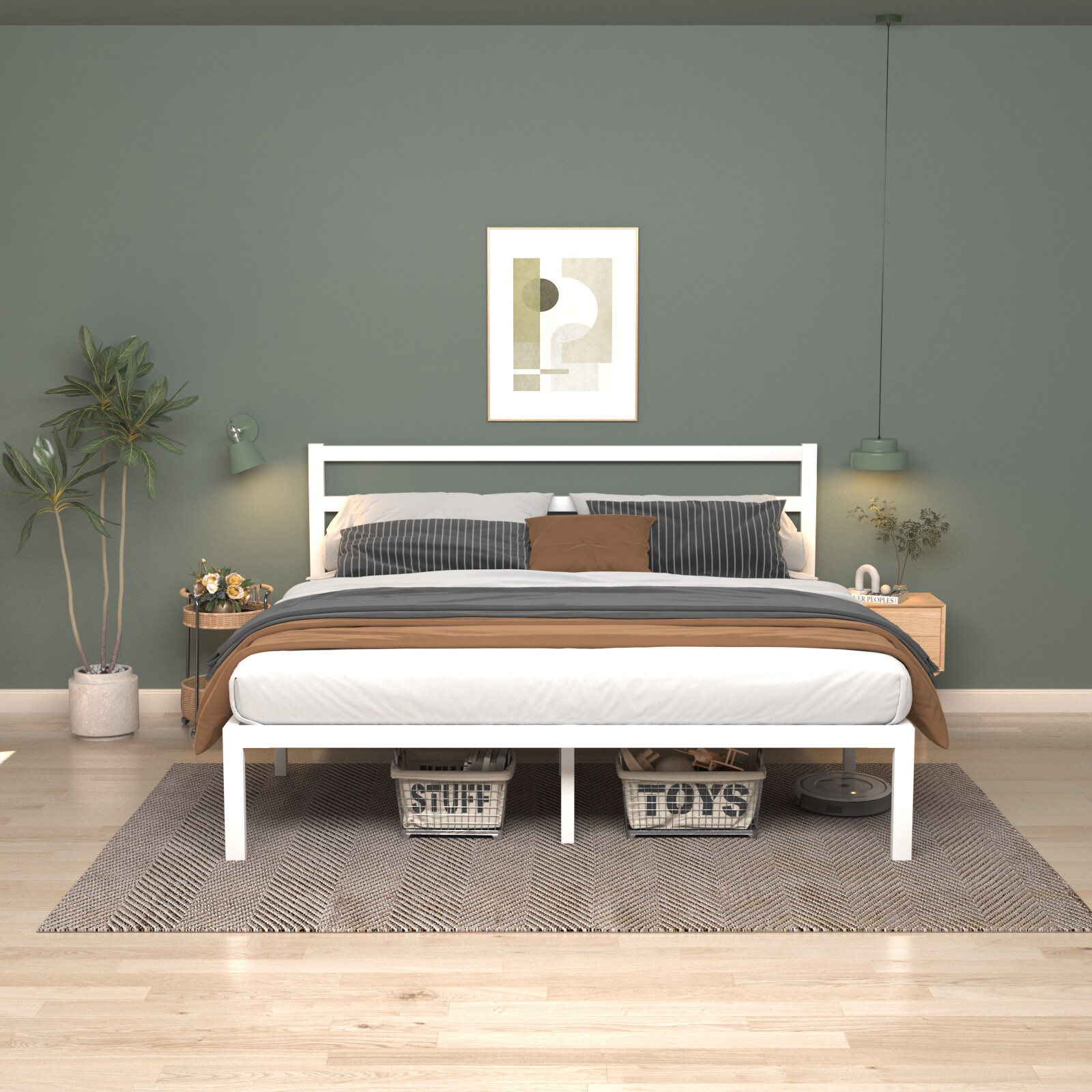 Metal Platform Bed Frame Twin/Full/Queen/King with Heavy Duty Metal Slat Support