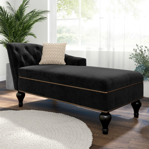 58″ Velvet Chaise Lounge Chair Tufted Sleeper Lounge Sofa for Living Room Office