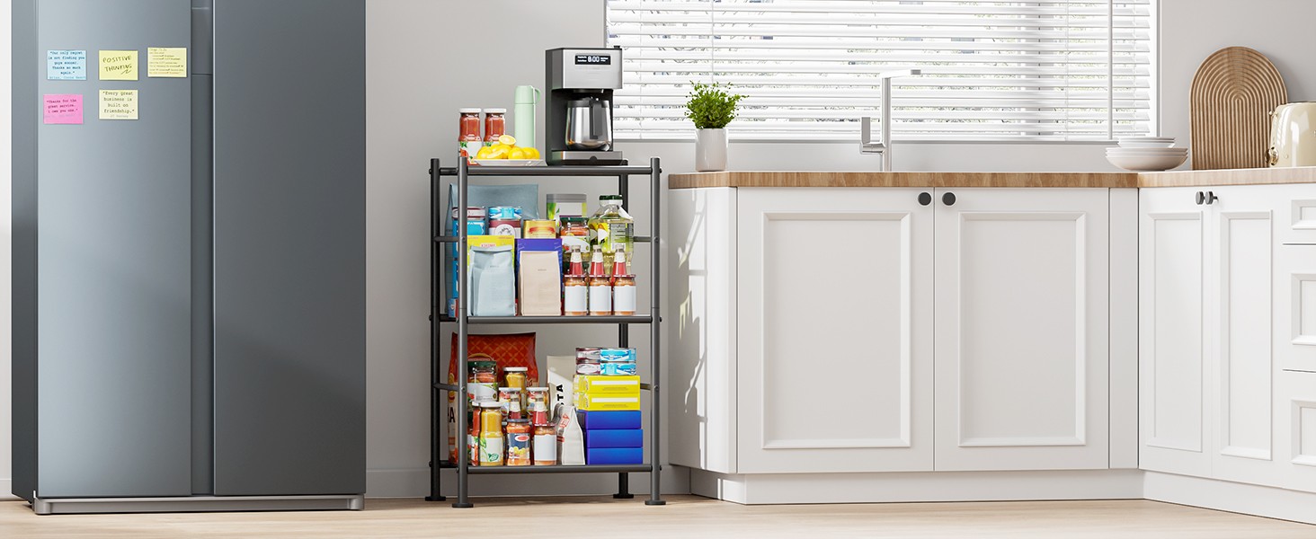 Storage Shelves – 3 Tier Shelf Organizer, Sturdy Metal Garage Shelving with