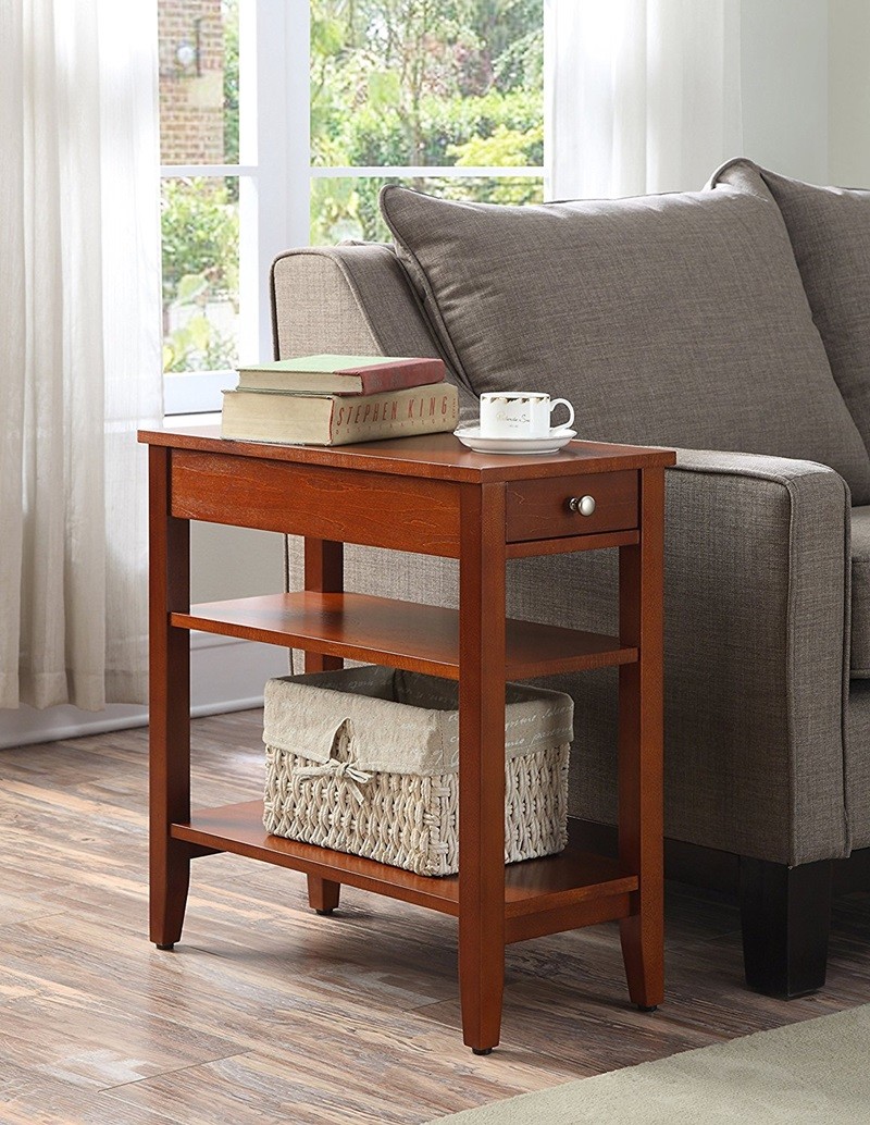 Small End Table Narrow Chair Side Storage Living Room Furniture Nightstand Thin