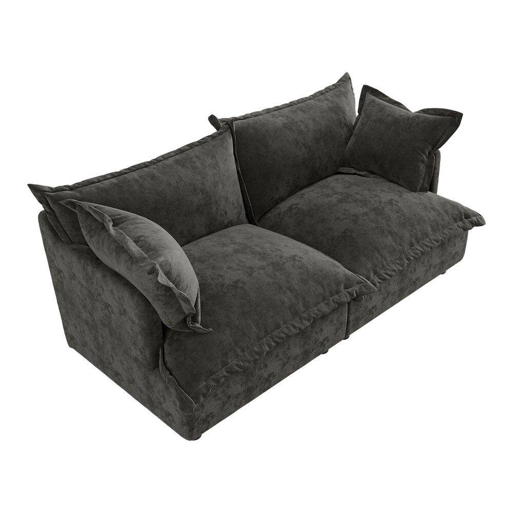 81.1 In. Chenille Upholstered 2-Seats Loveseat in Dark Gray