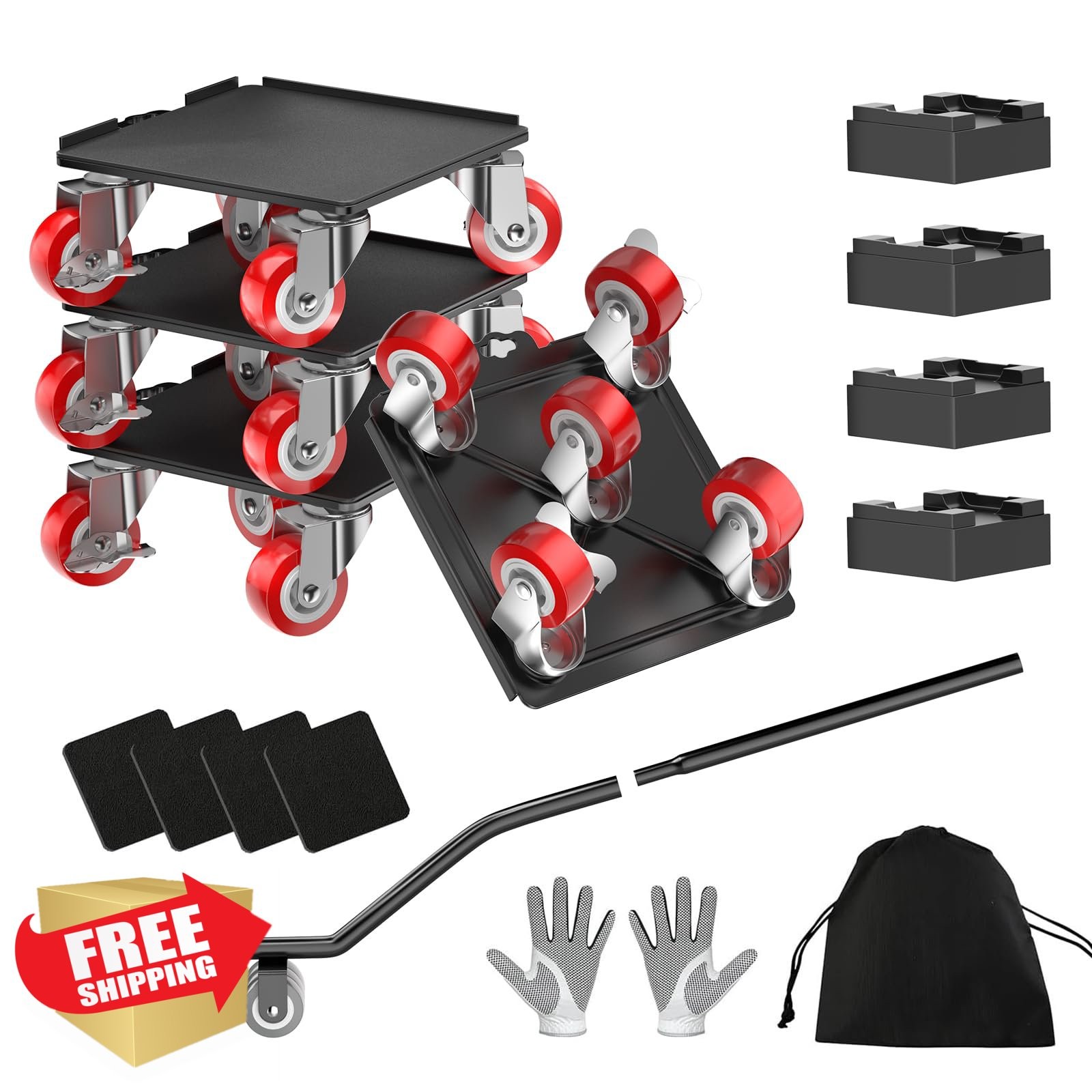 Kavlium 6.3in Red Furniture Dolly Set